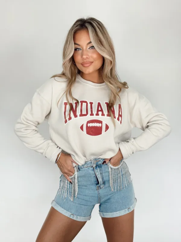 Beige Indiana Football Crewneck sold by LANE 201
