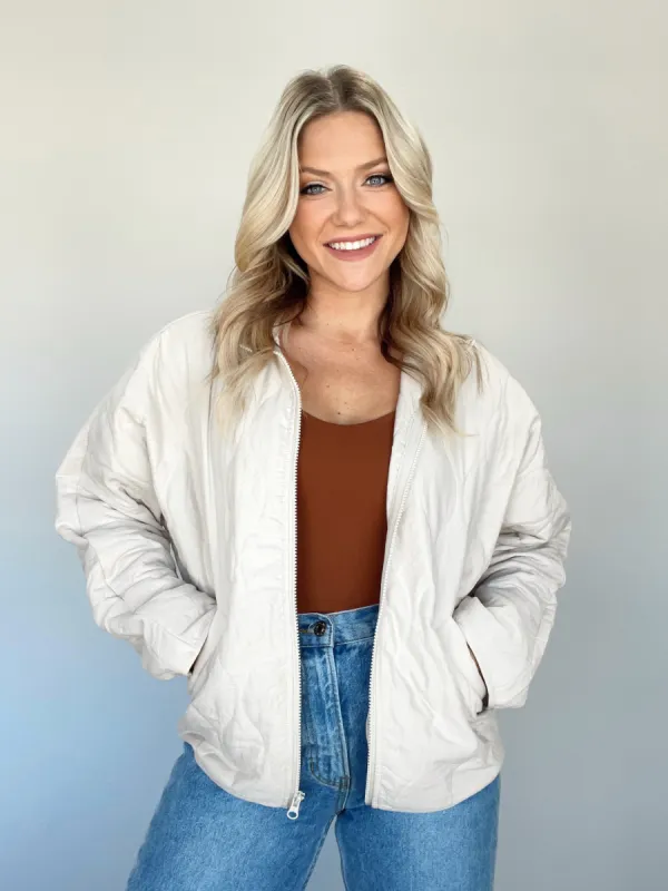 Cream Wanderlust Quilted Jacket sold by LANE 201
