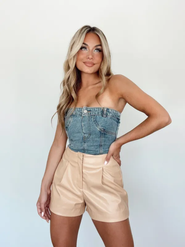 Denim Corset Top sold by LANE 201