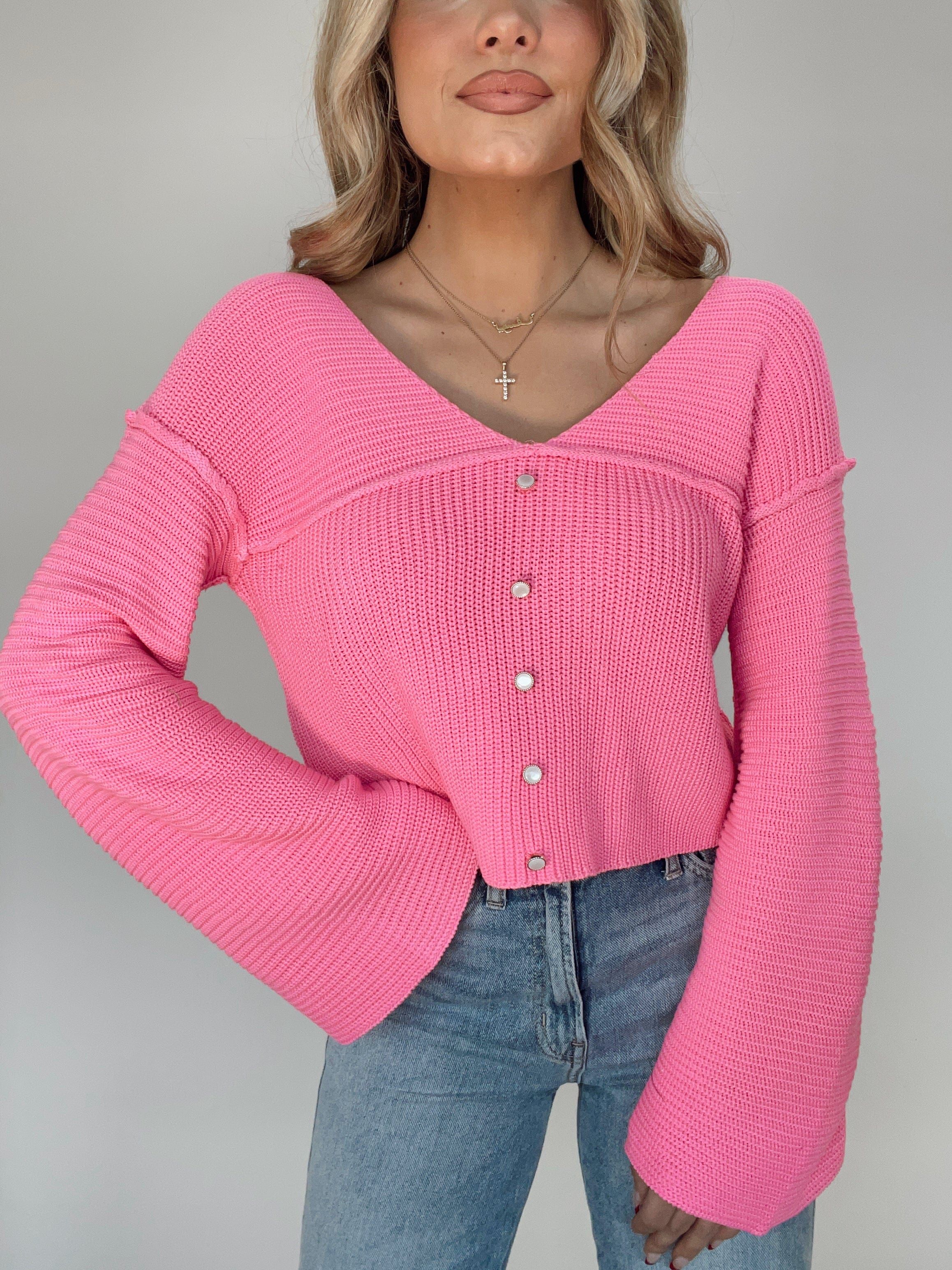 Hot Pink Classy Bell Sleeve Sweater sold by LANE 201 product image thumbnail 2