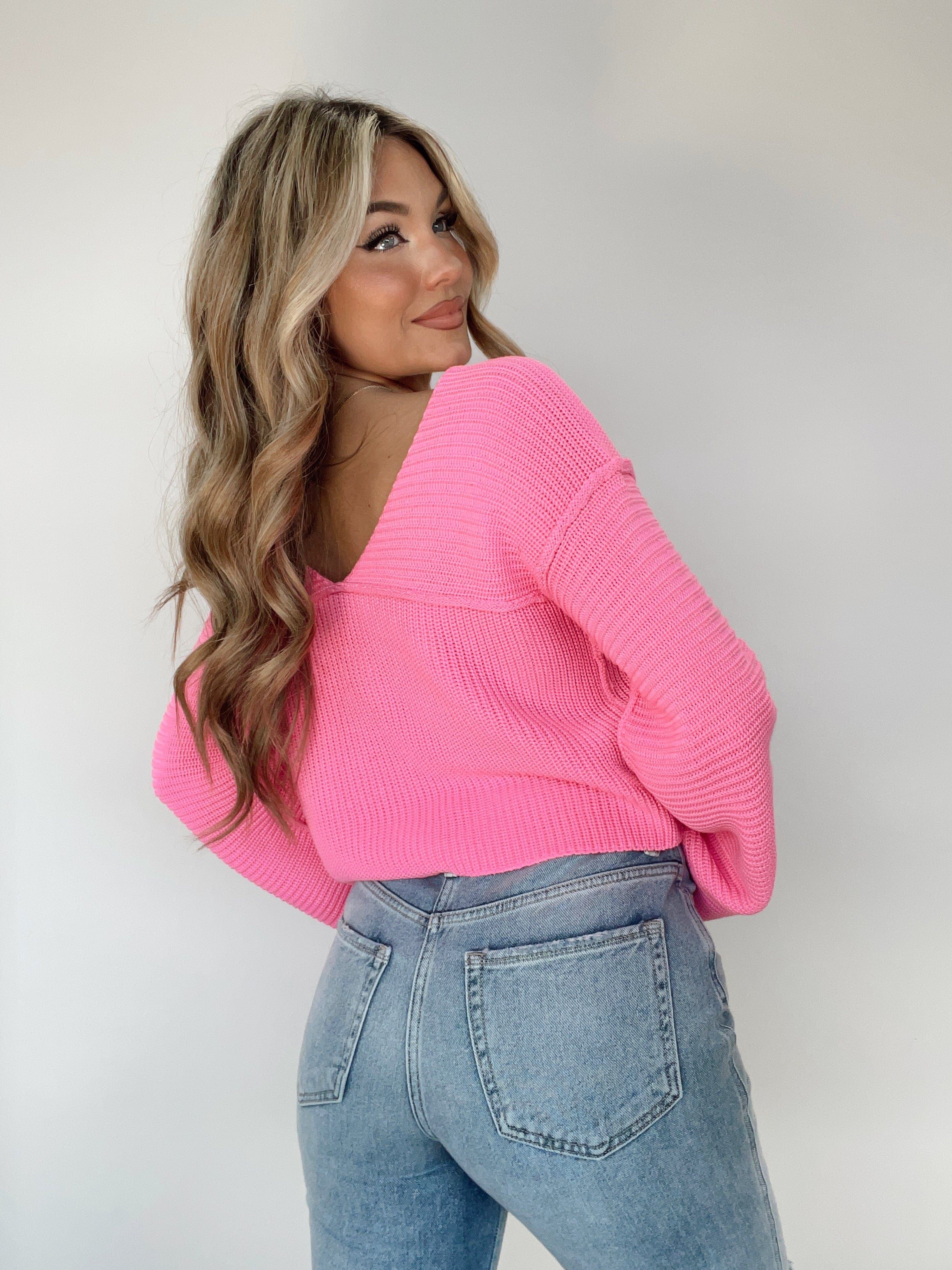 Hot Pink Classy Bell Sleeve Sweater sold by LANE 201 product image thumbnail 5