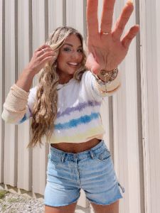 White Multi Tie Dye Sweater sold by LANE 201