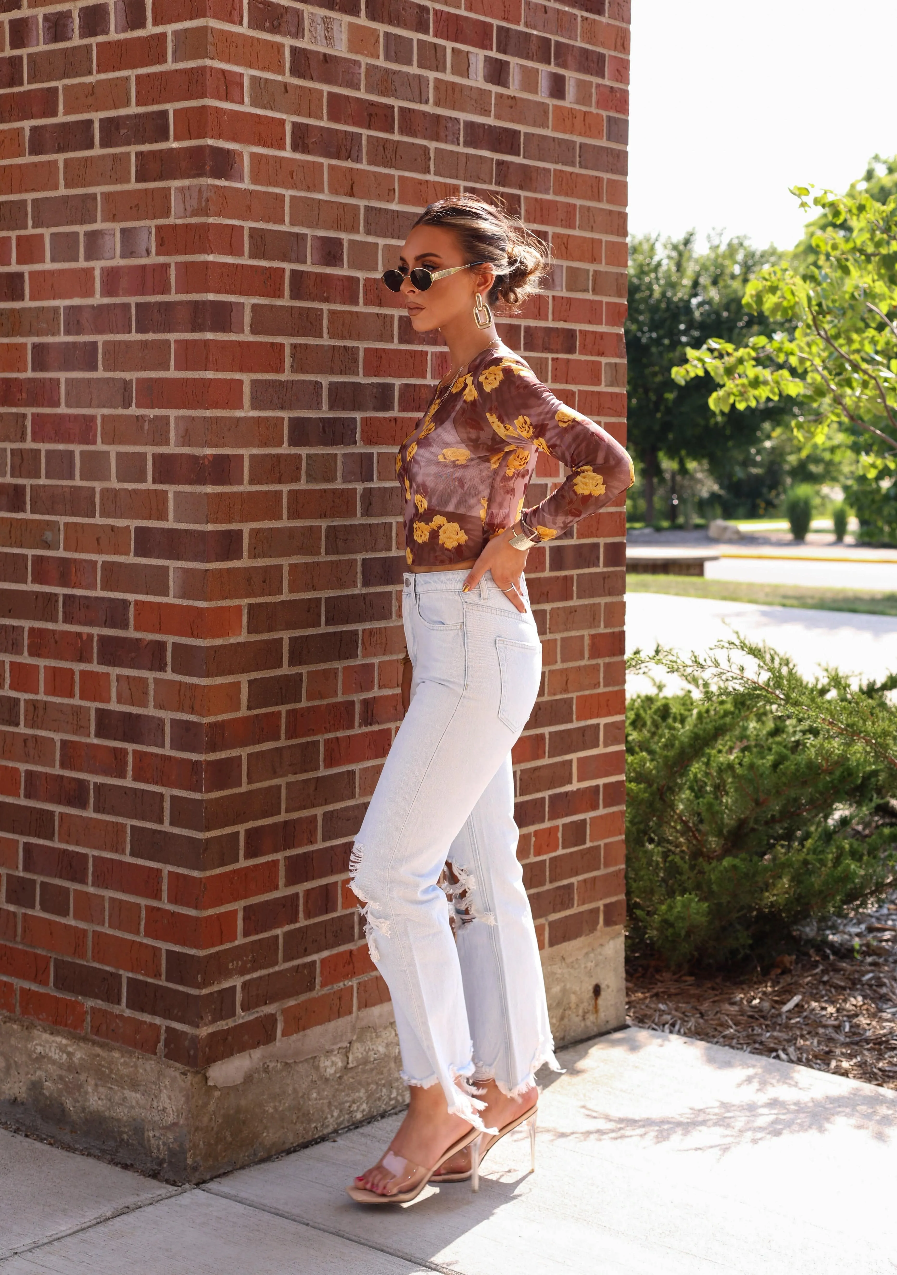 Light Wash Crop Flare Denim sold by LANE 201 product image thumbnail 4