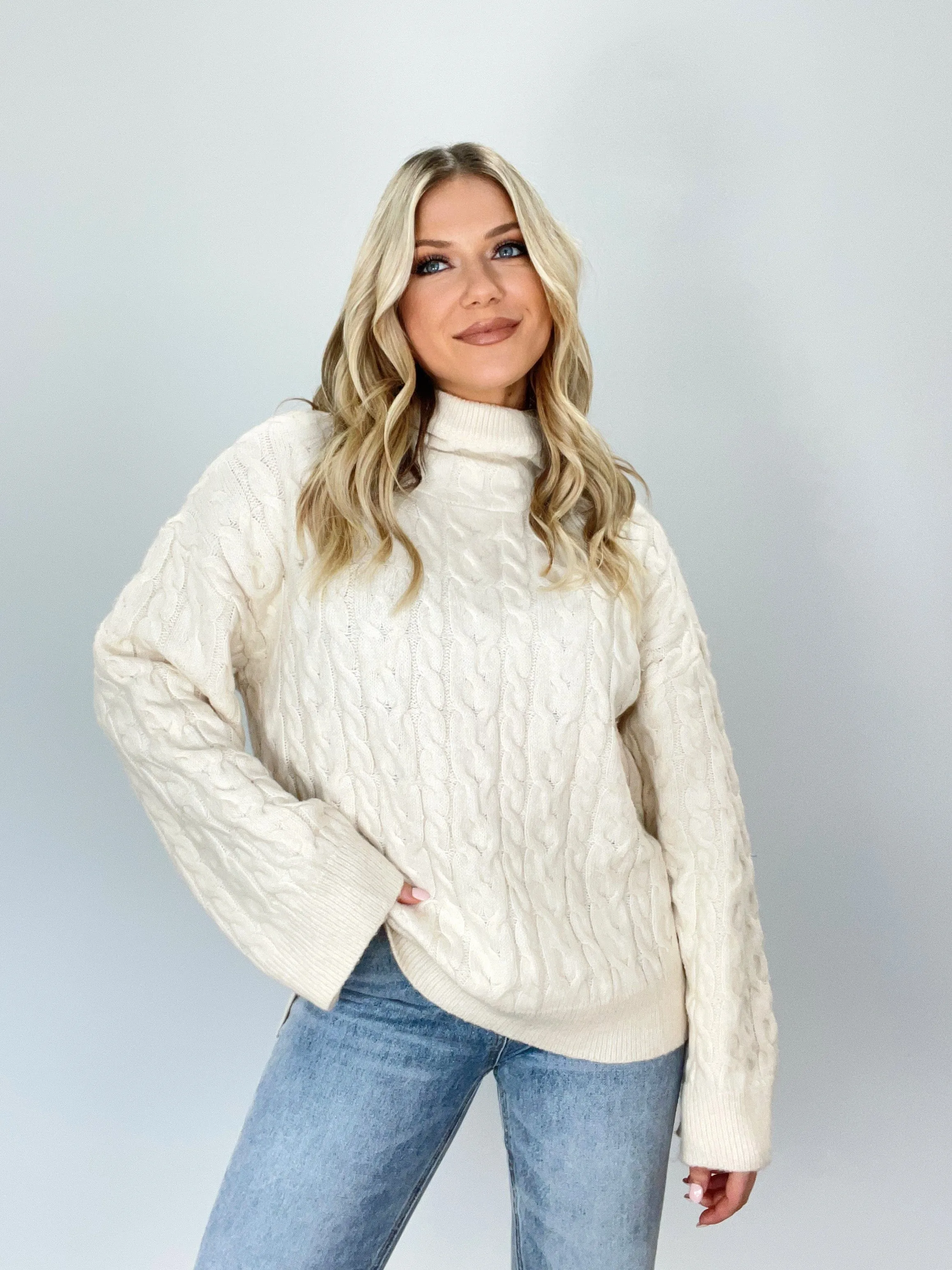 Log Cabin Cable Knit Sweater sold by LANE 201