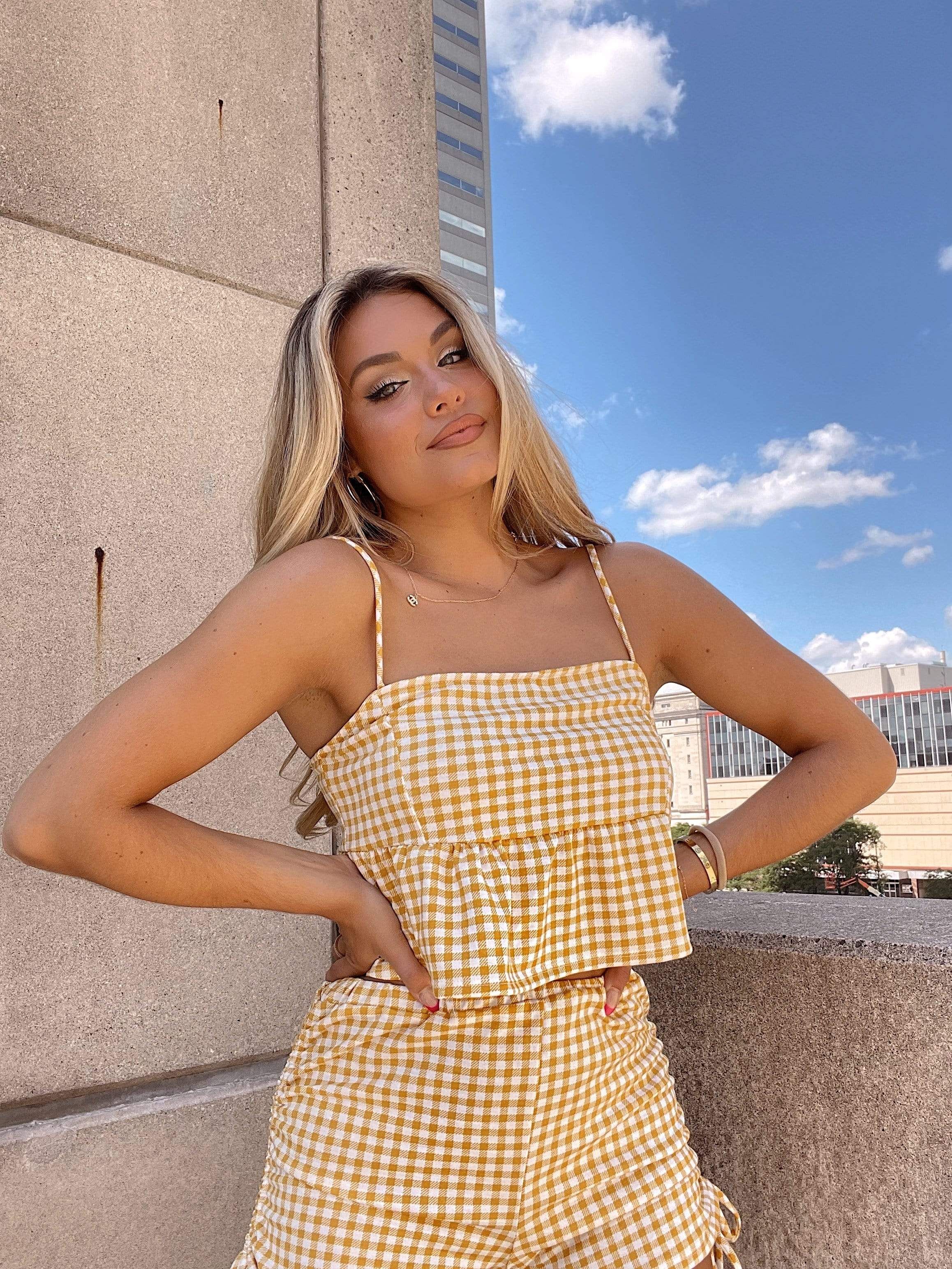 Be The Sunshine Gingham Tank sold by LANE 201