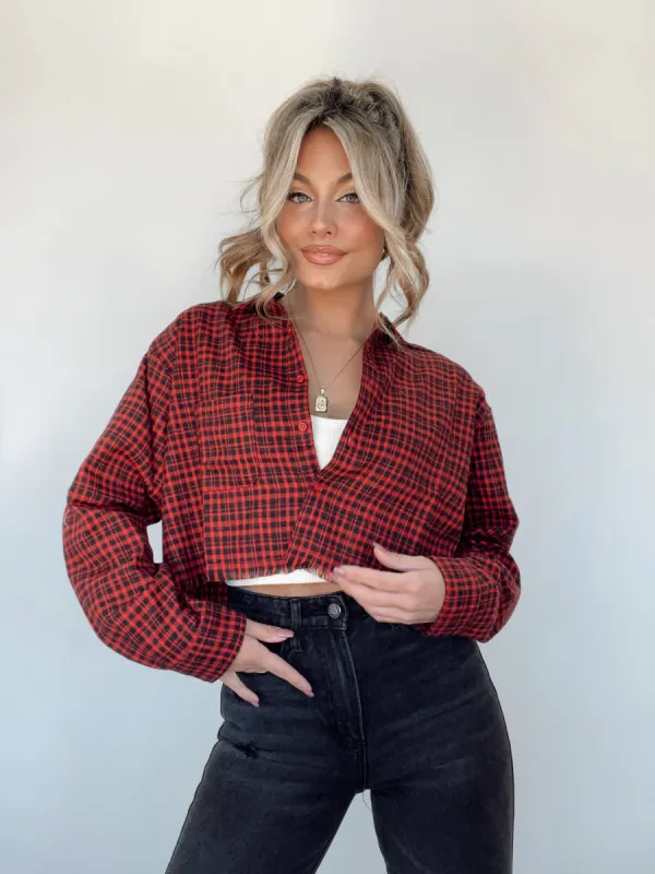 Red By The Fire Plaid Top sold by LANE 201