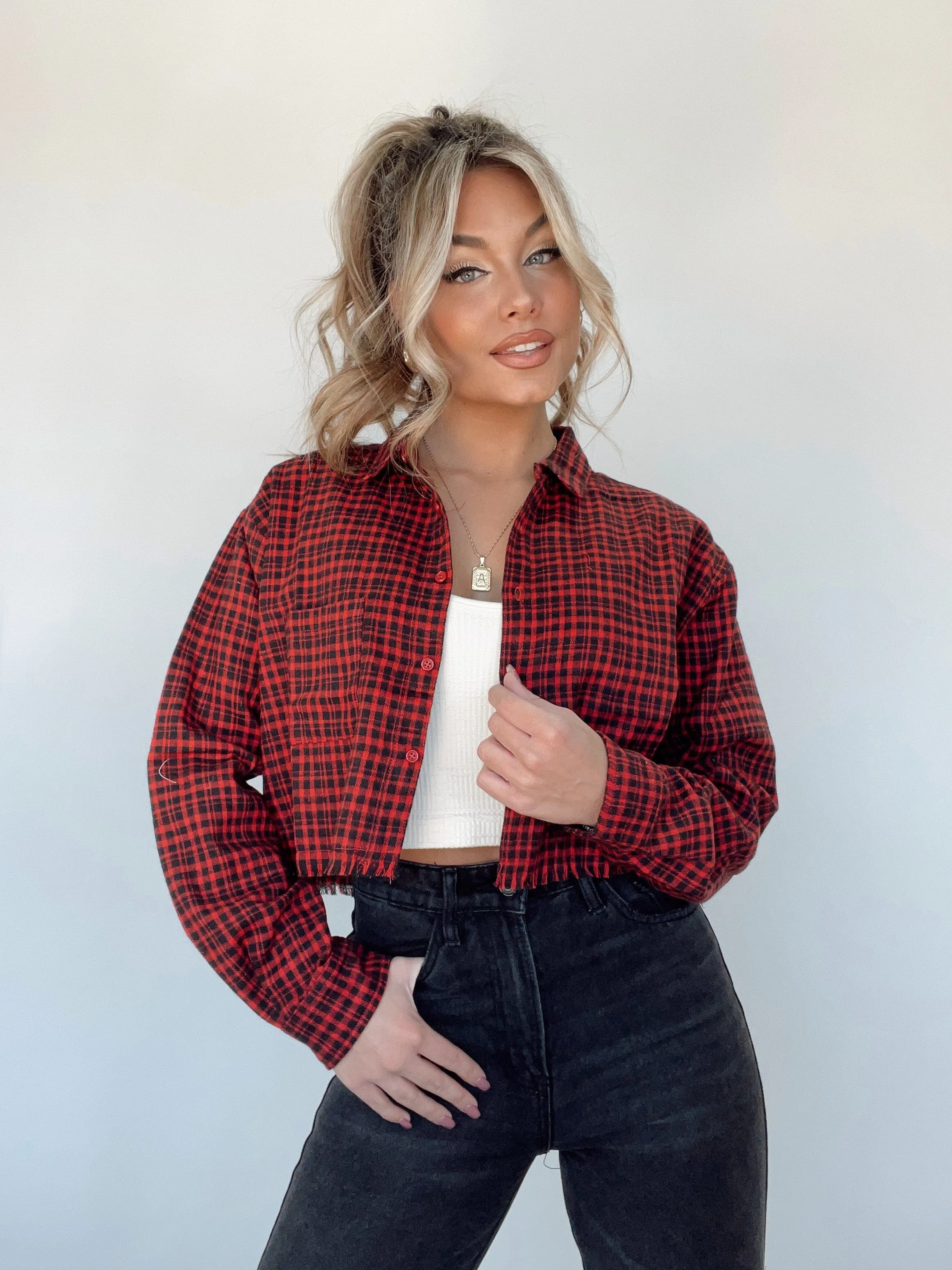 Red By The Fire Plaid Top sold by LANE 201 product image thumbnail 3