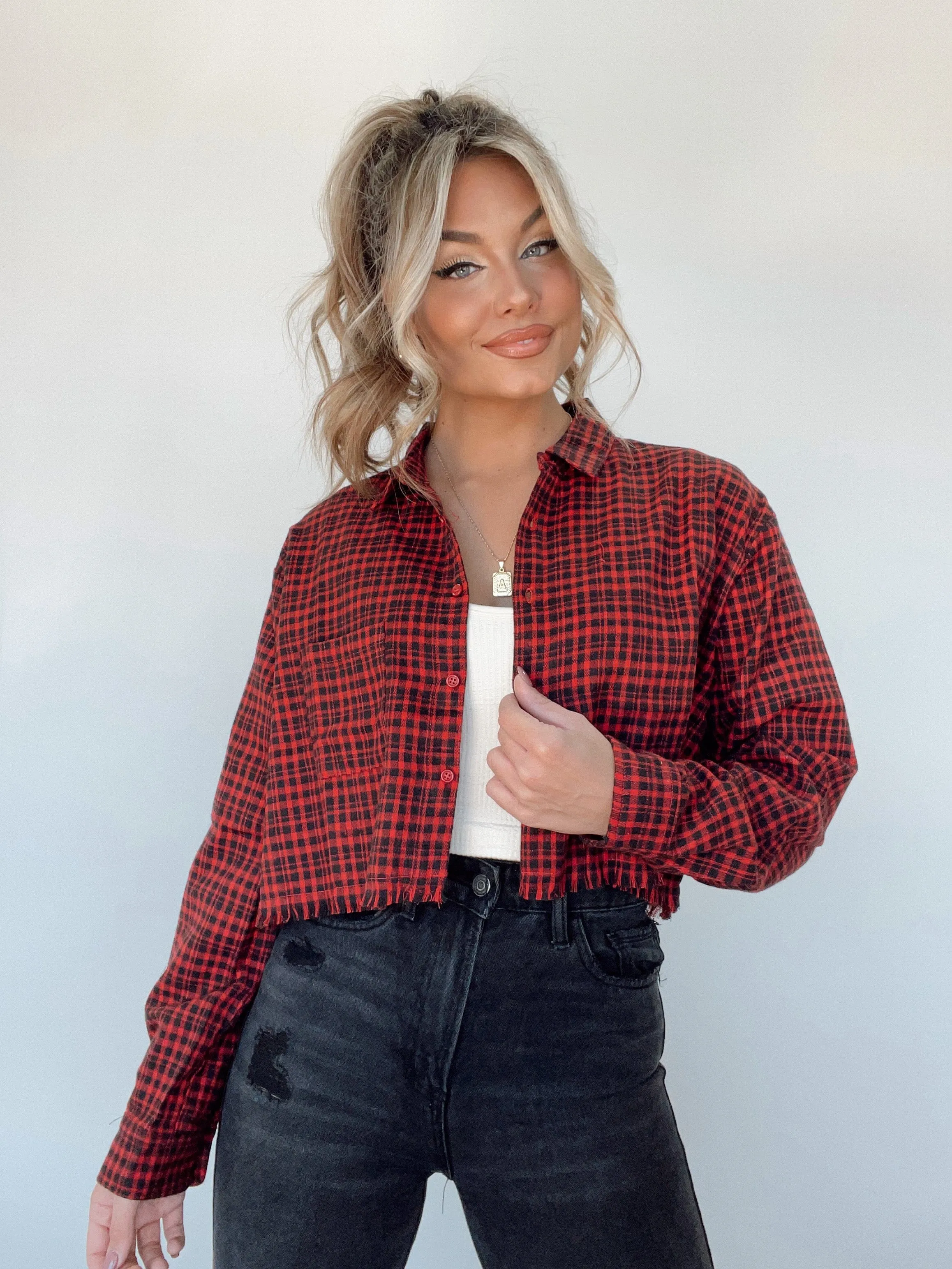Red By The Fire Plaid Top sold by LANE 201 product image thumbnail 5