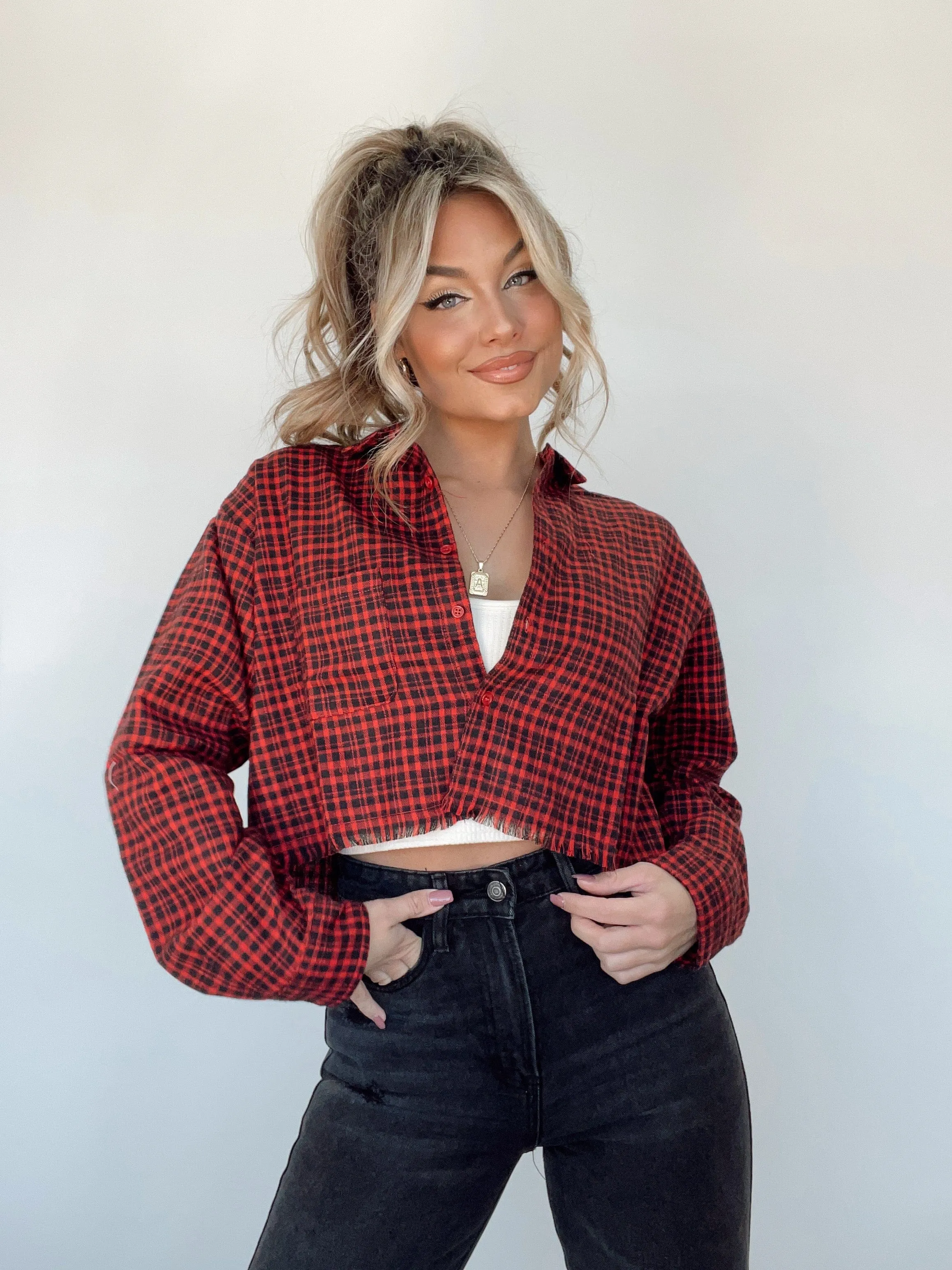 Red By The Fire Plaid Top sold by LANE 201 product image thumbnail 4