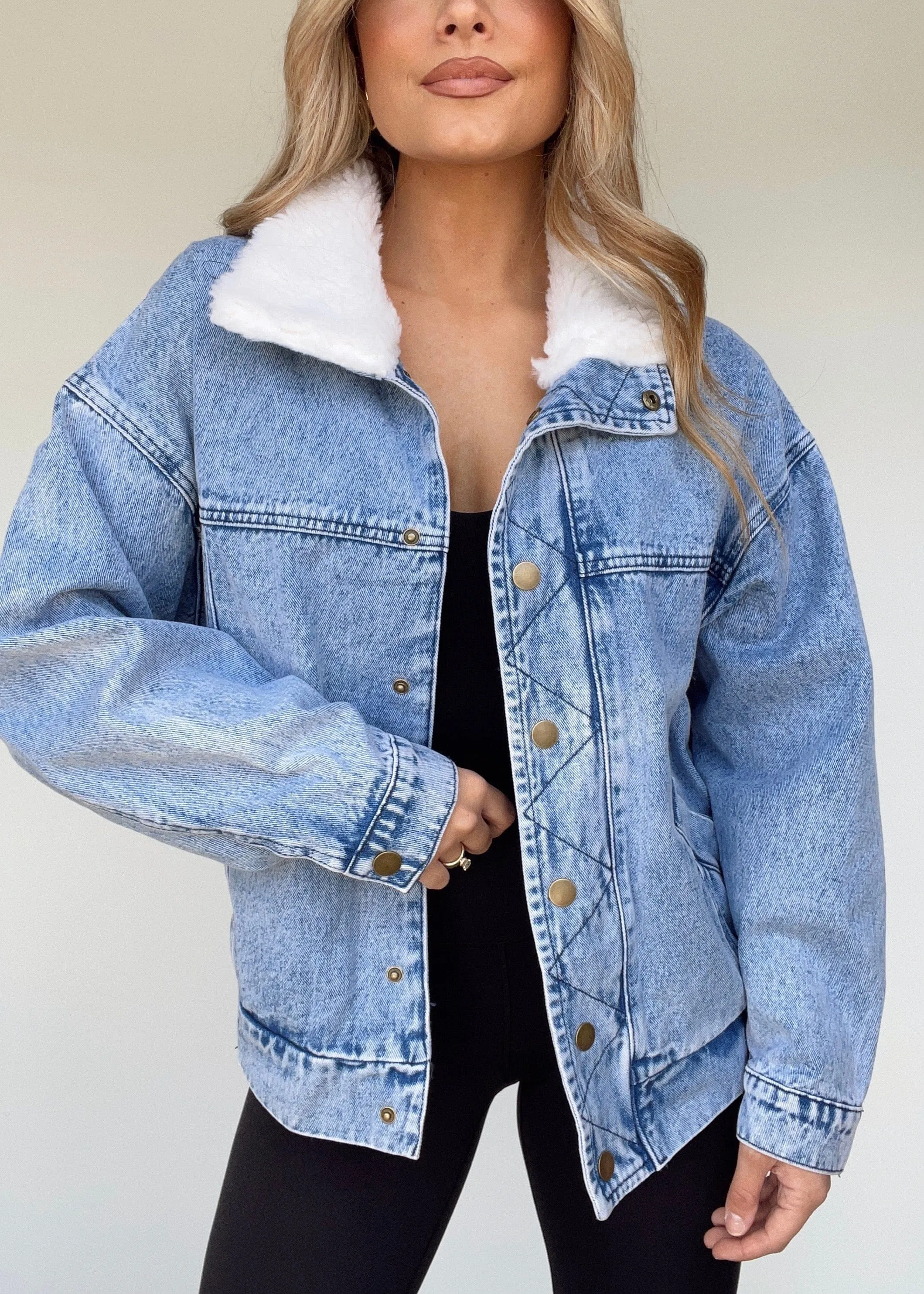 Sherpa Collar Denim Jacket sold by LANE 201 product image thumbnail 3