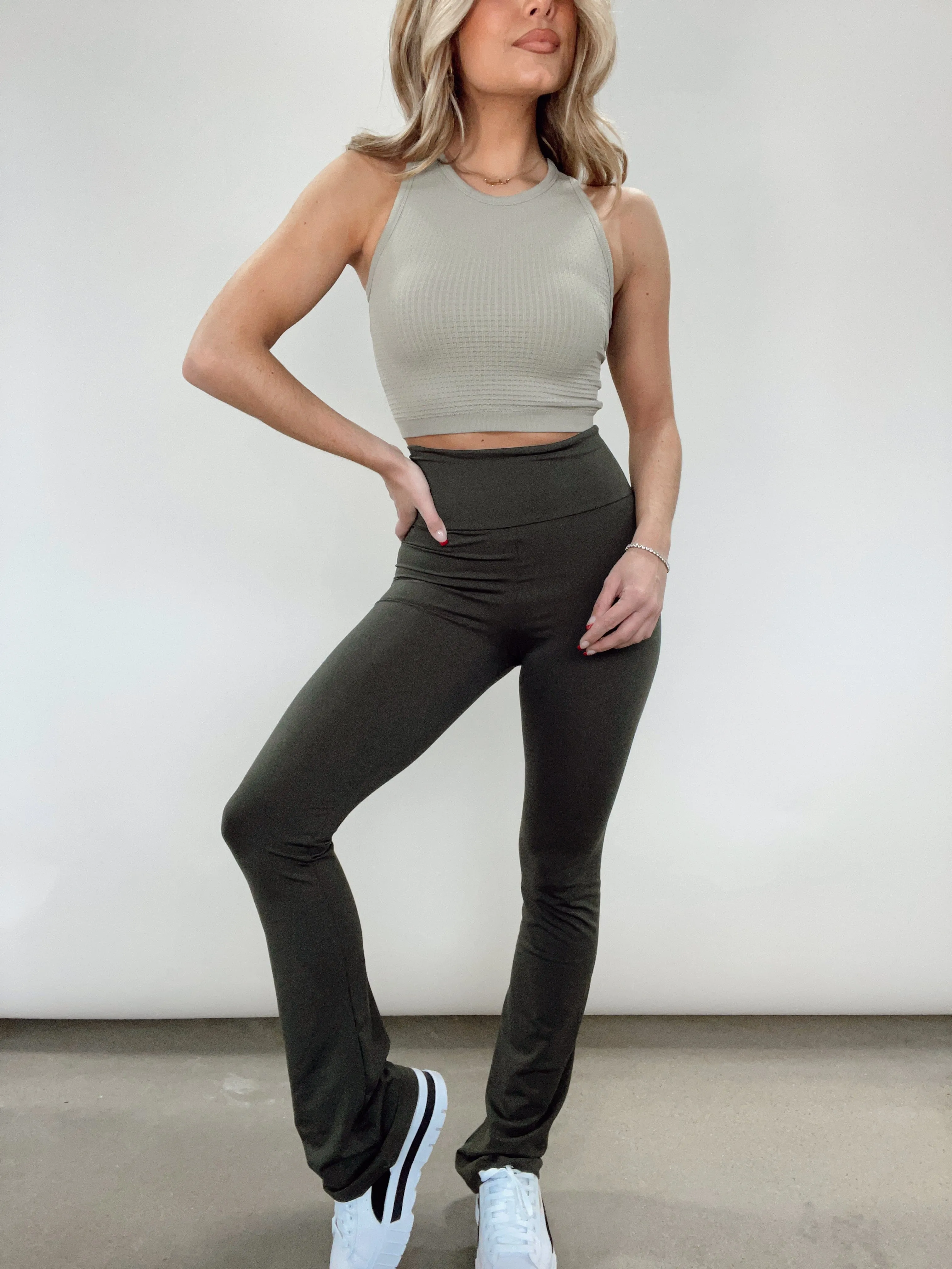 Olive Flare Pants sold by LANE 201 product image thumbnail 4