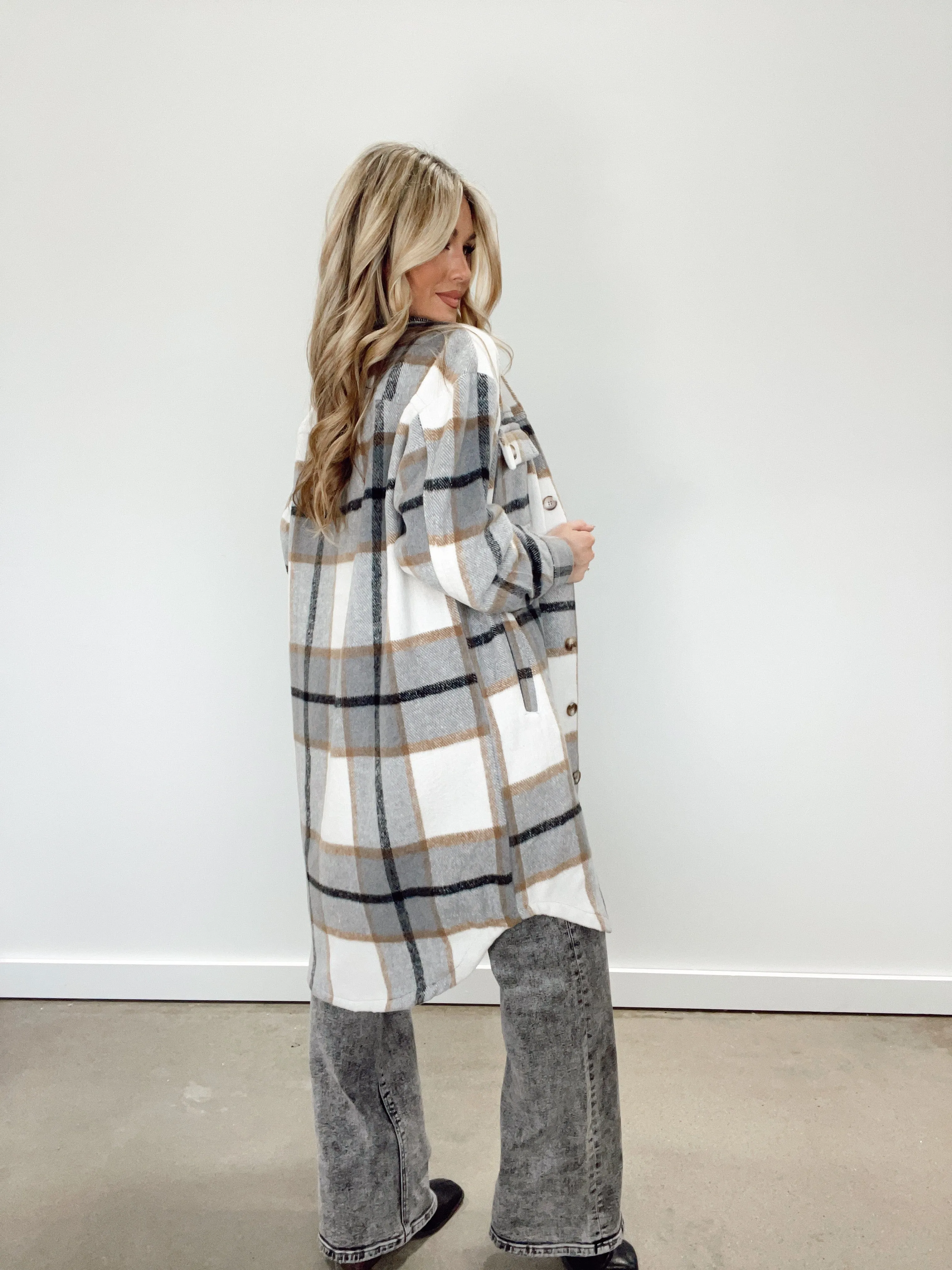 Plaid Long Shacket sold by LANE 201 product image thumbnail 2