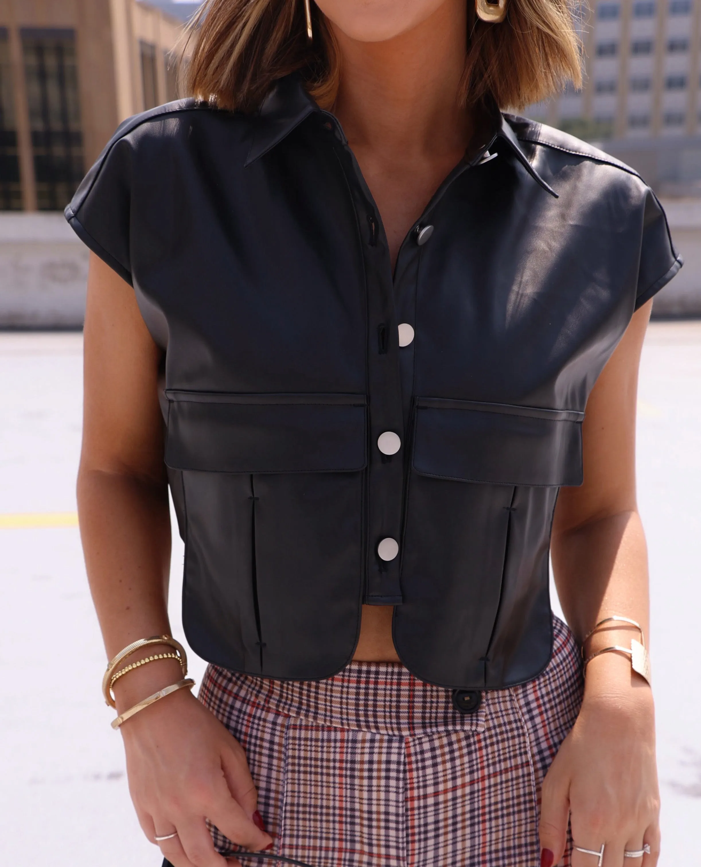 Faux Leather Vest sold by LANE 201 product image thumbnail 2
