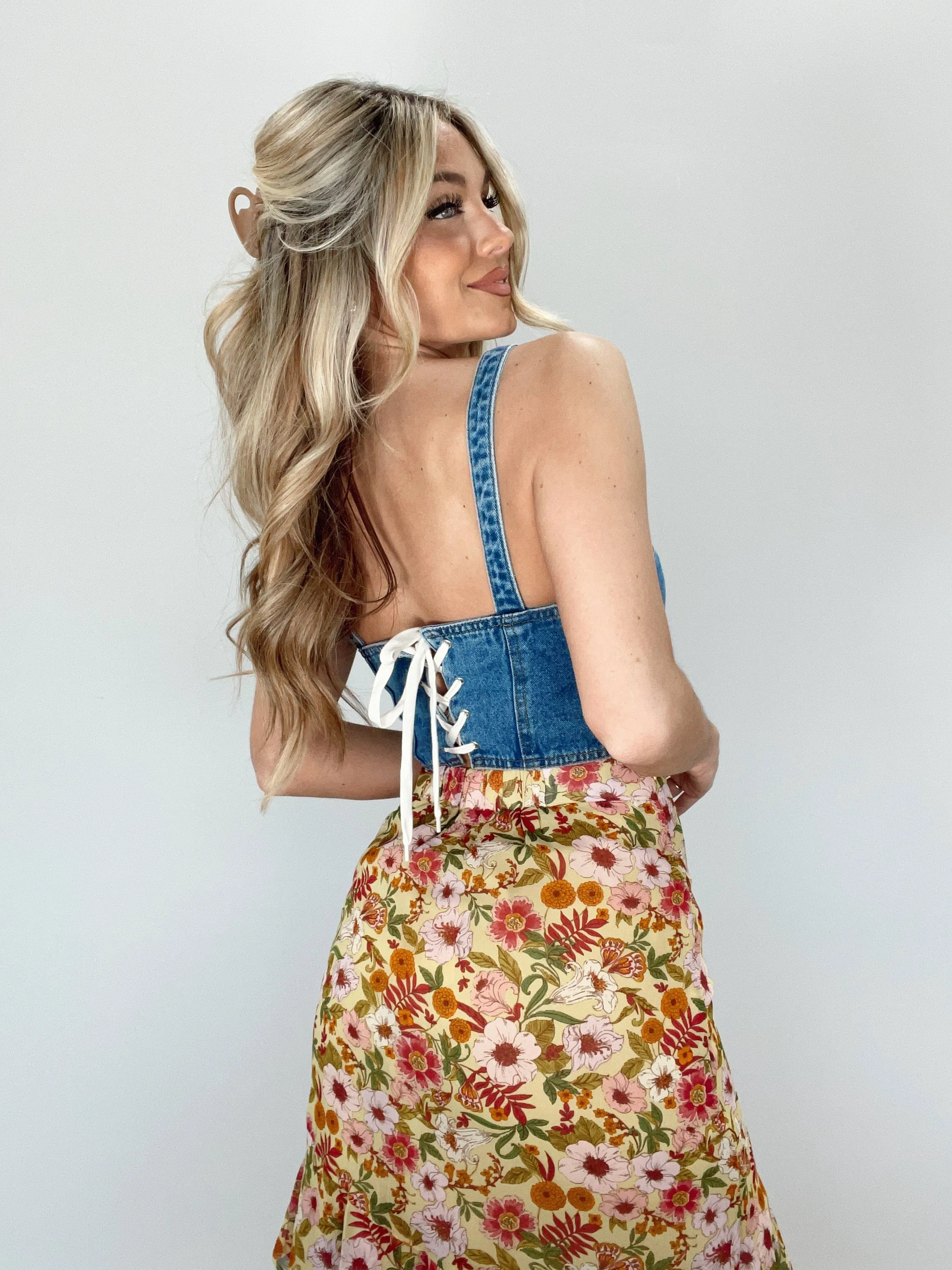 Denim Bustier Tank sold by LANE 201 product image thumbnail 2