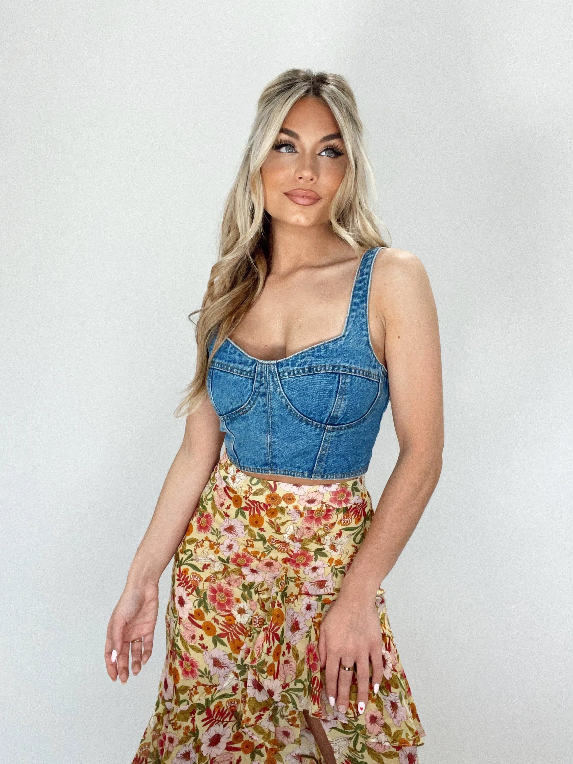 Denim Bustier Tank sold by LANE 201 product image thumbnail 4