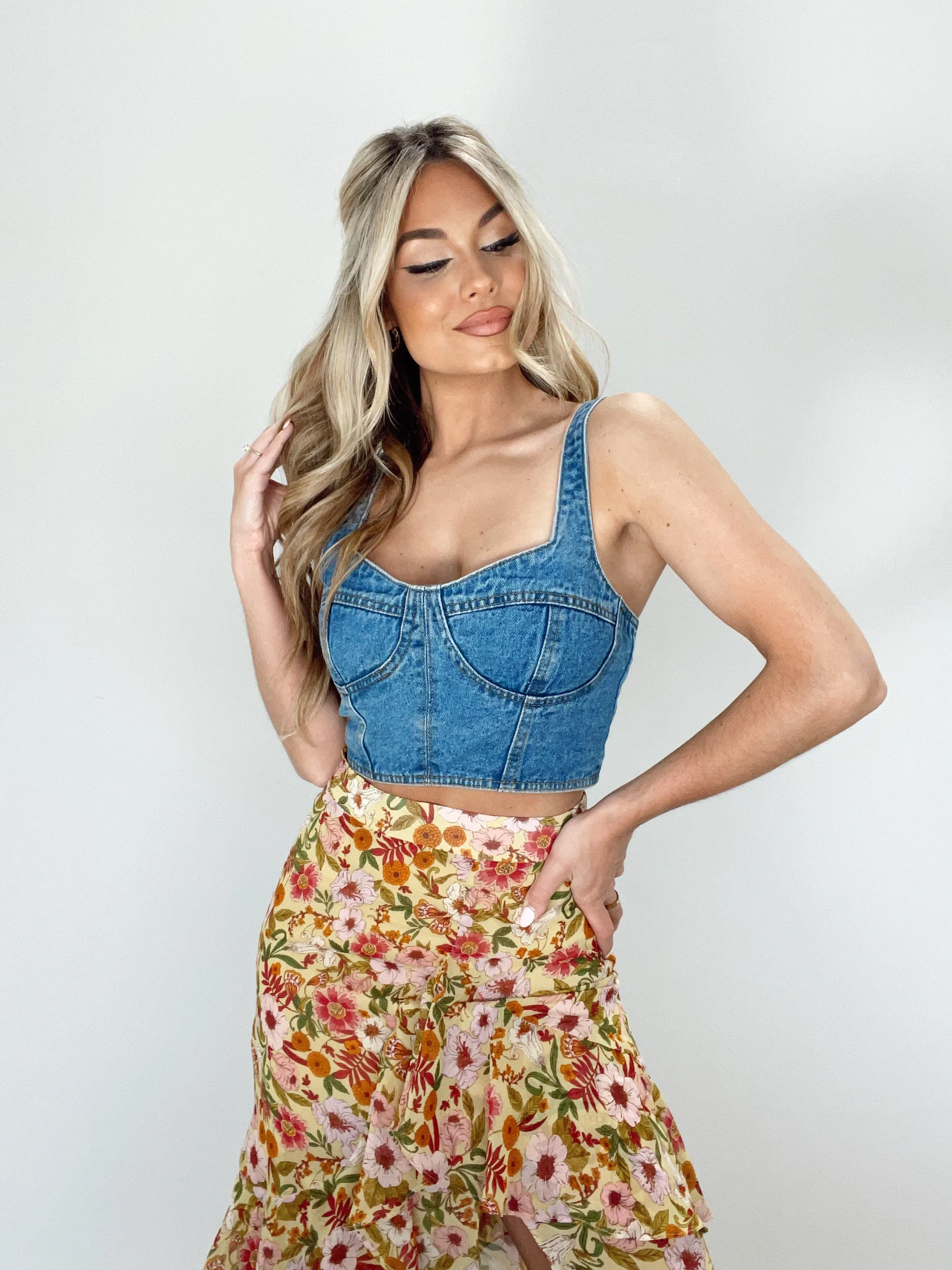Denim Bustier Tank sold by LANE 201 product image thumbnail 5