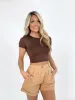 Brown Basic Crop sold by LANE 201