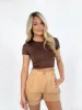 Brown Basic Crop sold by LANE 201