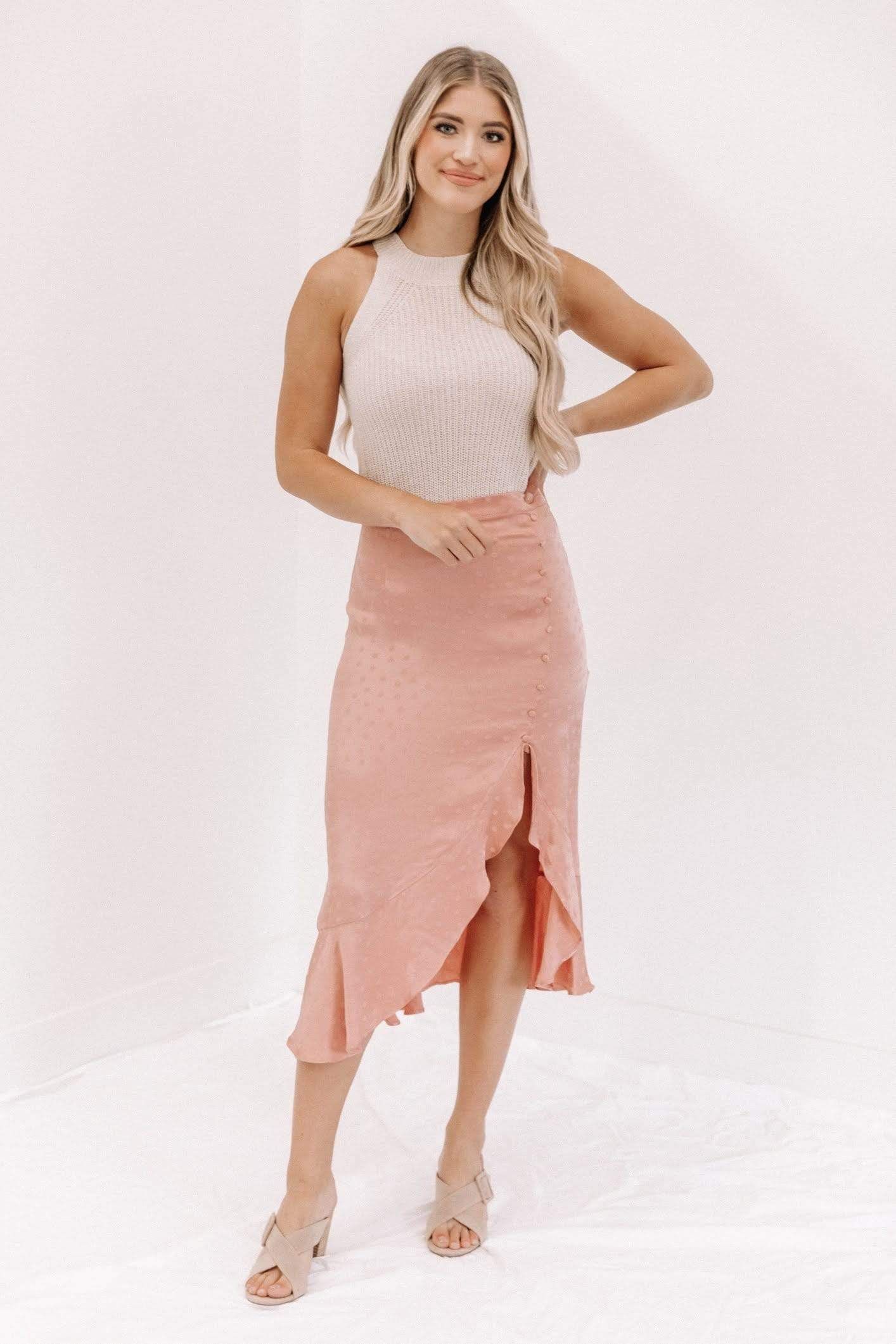 Rose Dotted Midi Skirt sold by LANE 201
