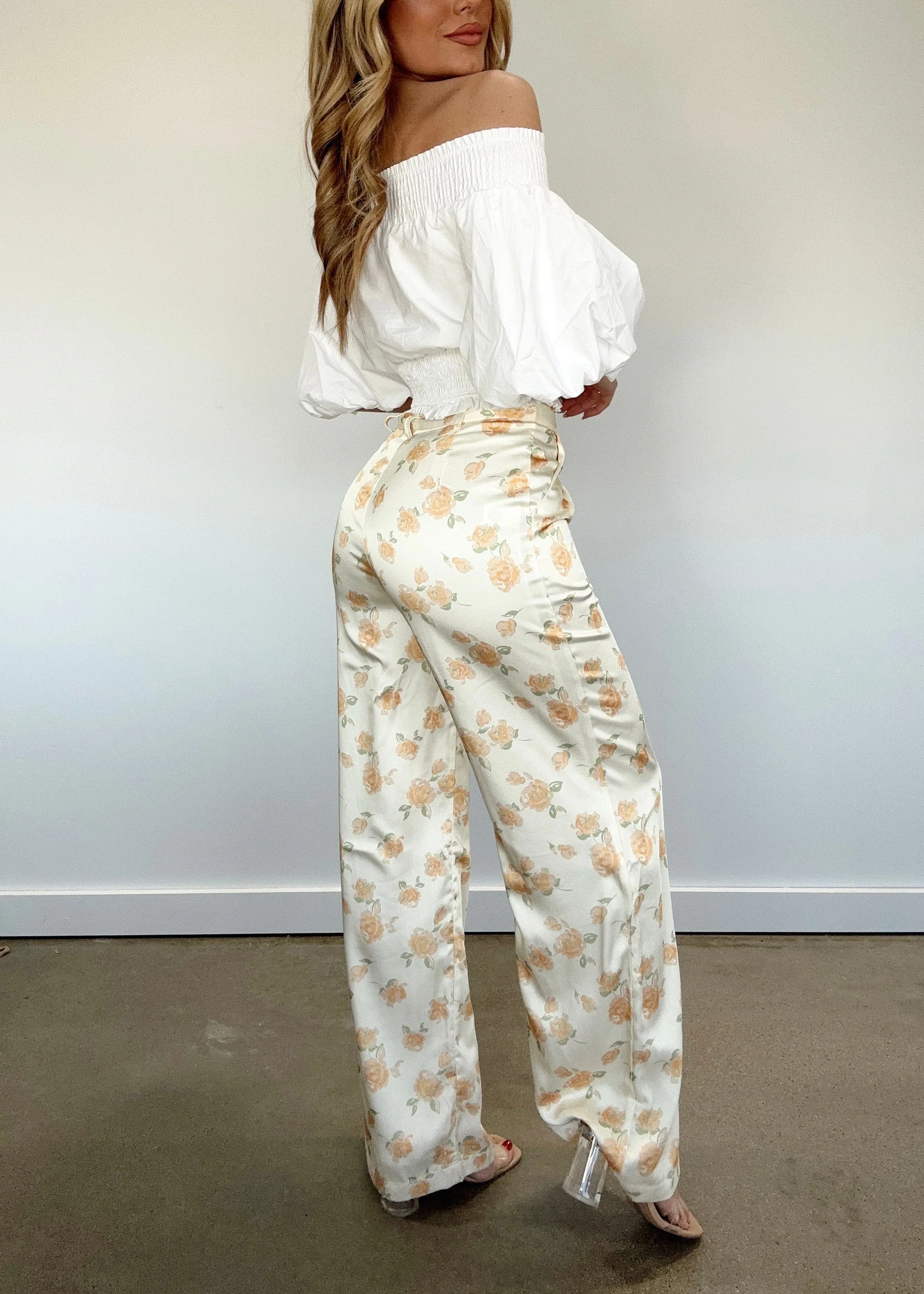 Luna Floral Satin Pants sold by LANE 201 product image thumbnail 2