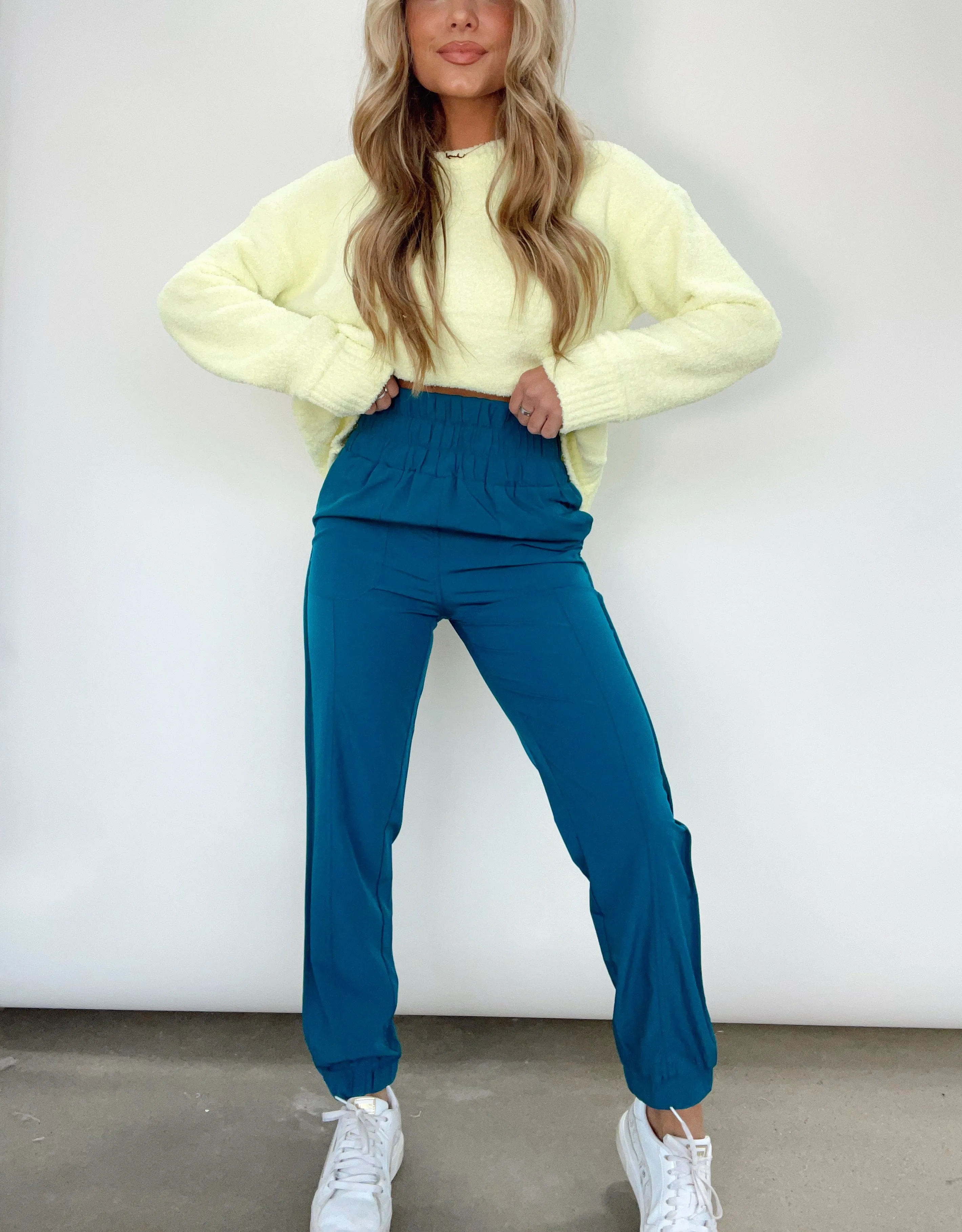 Teal Heading Out Jogger sold by LANE 201