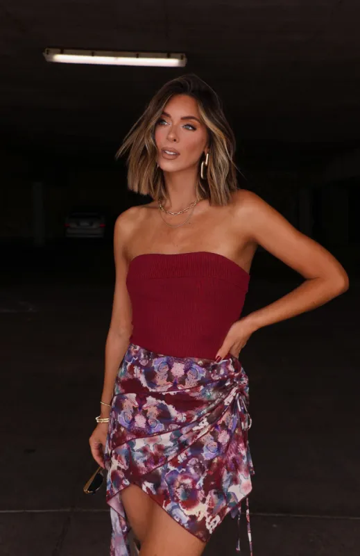 Burgundy Knit Tube Top sold by LANE 201