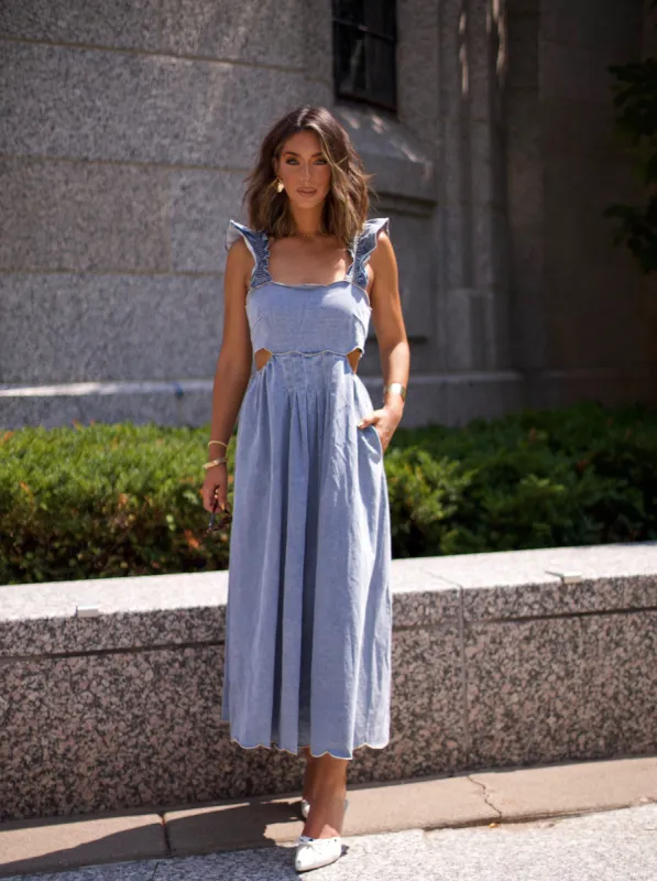 Scallop Edge Midi Dress sold by LANE 201