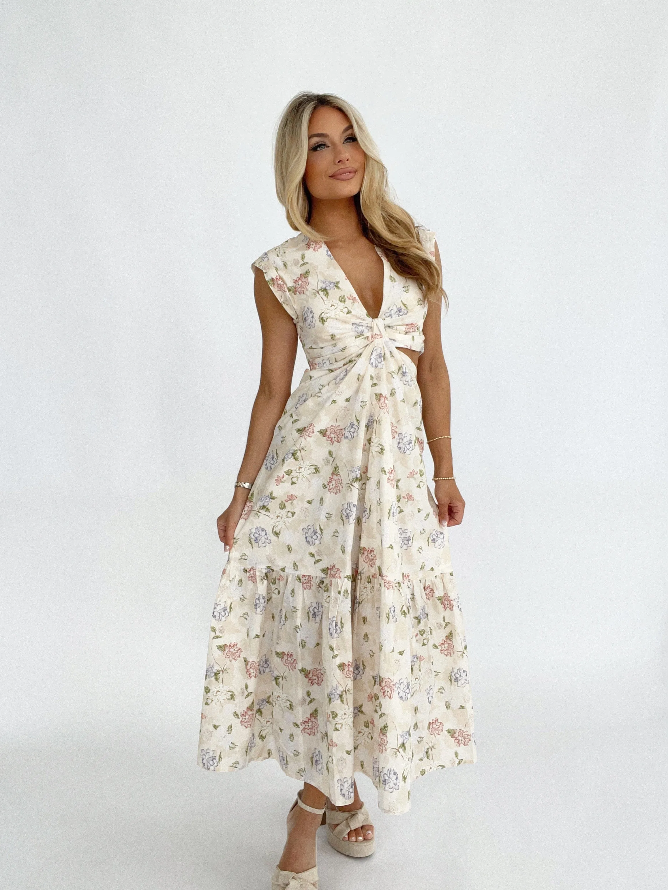 Positano Blooms Midi Dress sold by LANE 201