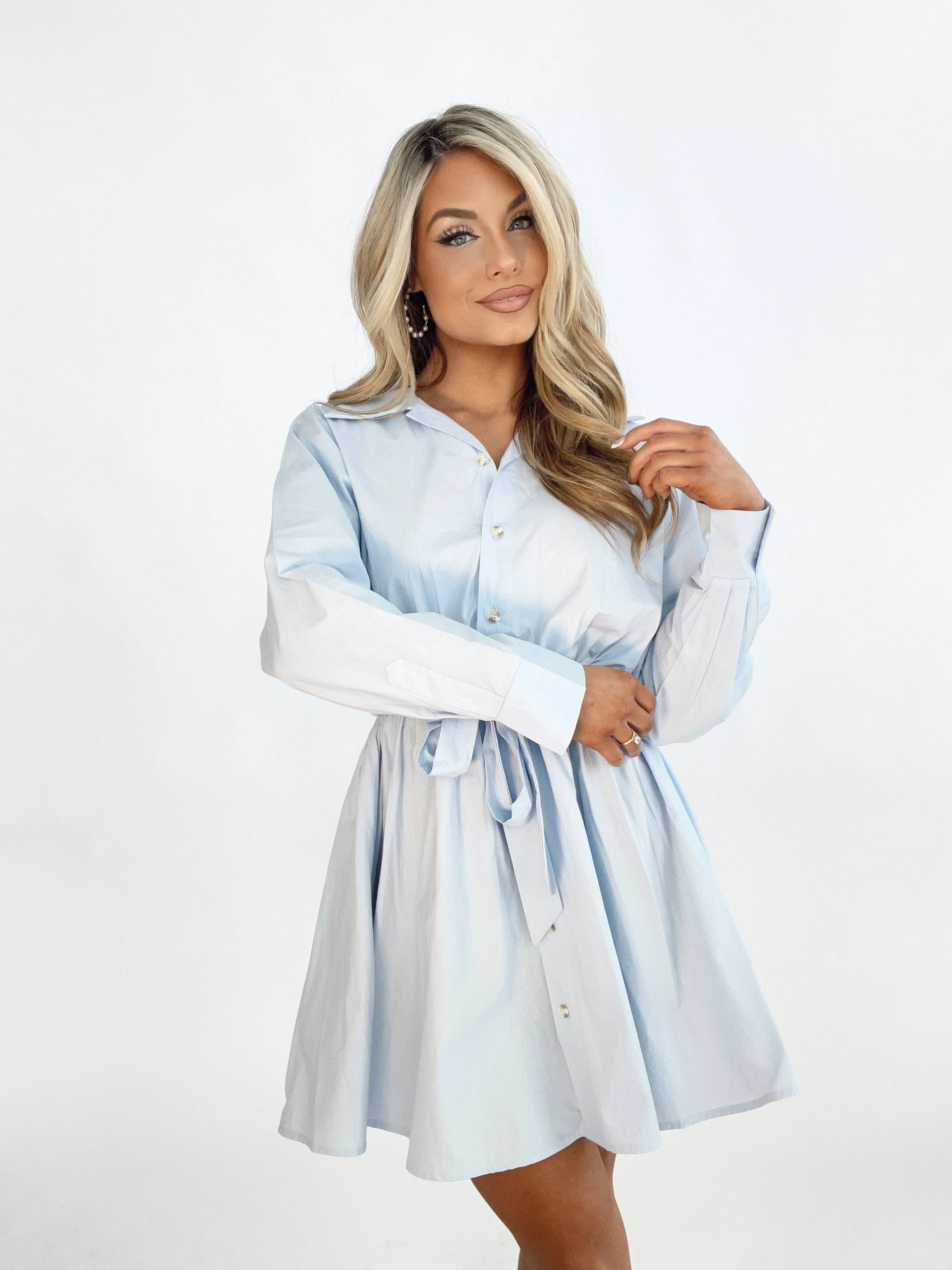 Blue Poplin Shirt Dress sold by LANE 201 product image thumbnail 5