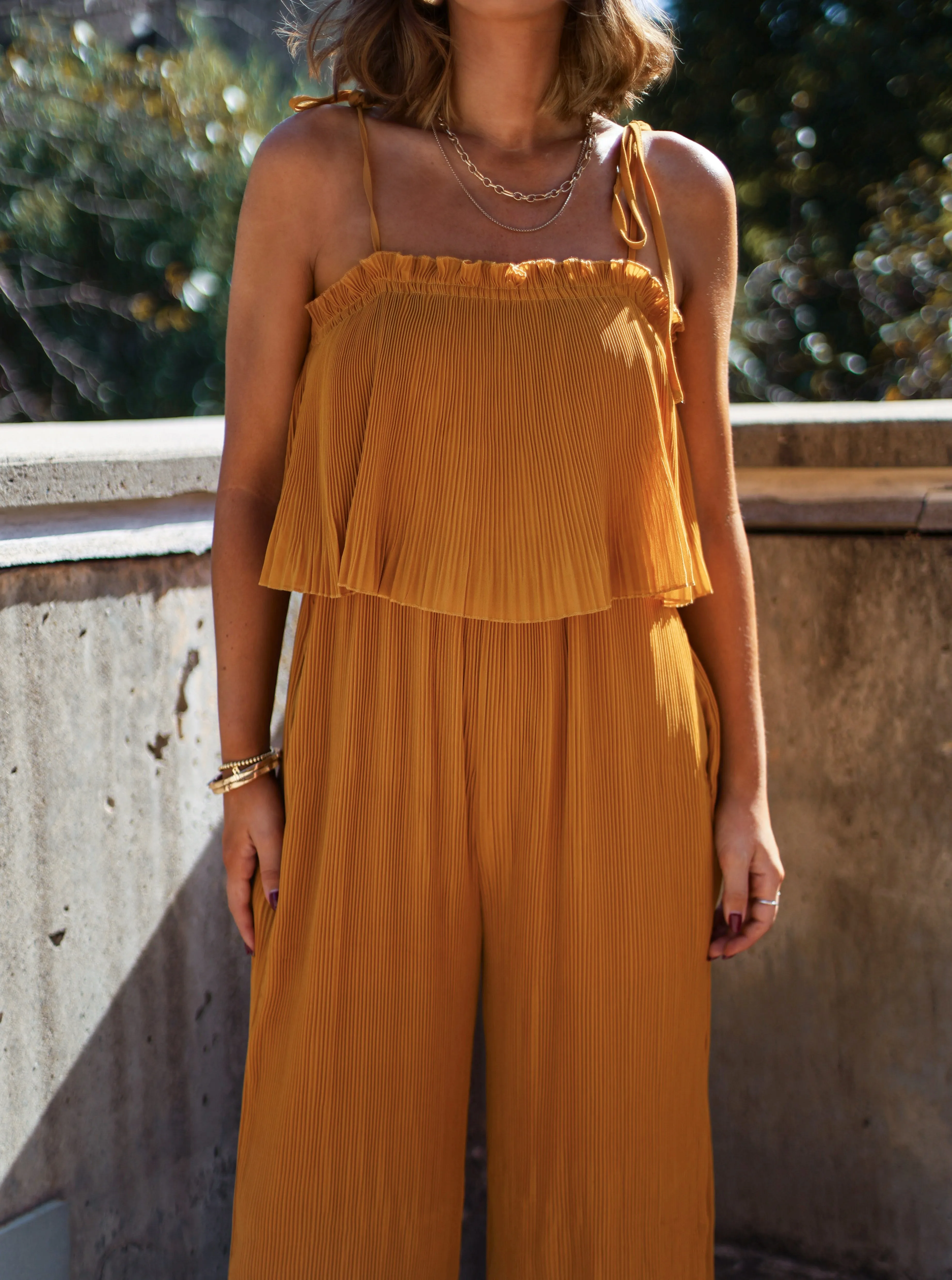 Mustard Pleated Jumpsuit sold by LANE 201 product image thumbnail 3