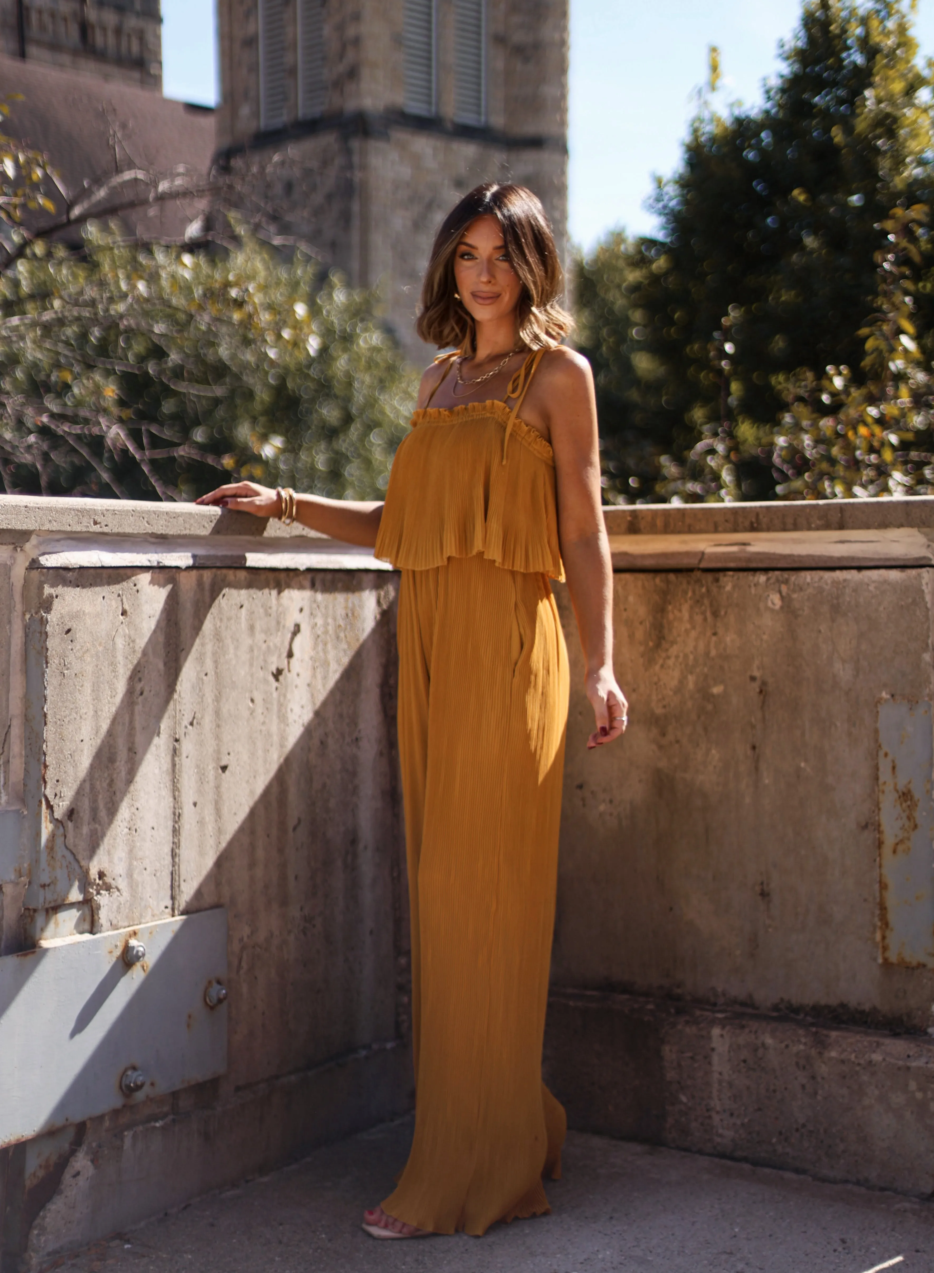 Mustard Pleated Jumpsuit sold by LANE 201 product image thumbnail 5