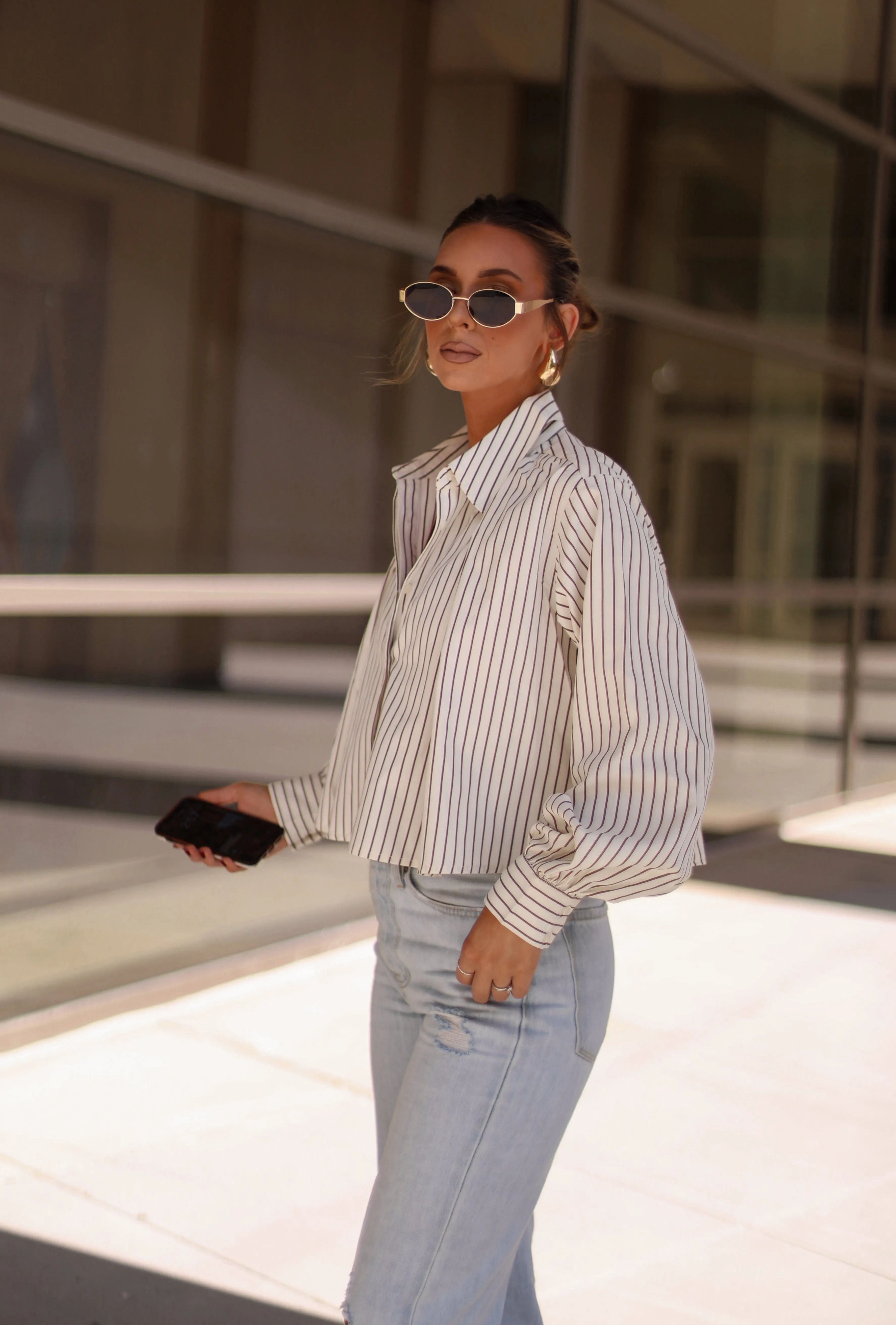 Pleated Striped Button Down sold by LANE 201 product image thumbnail 5