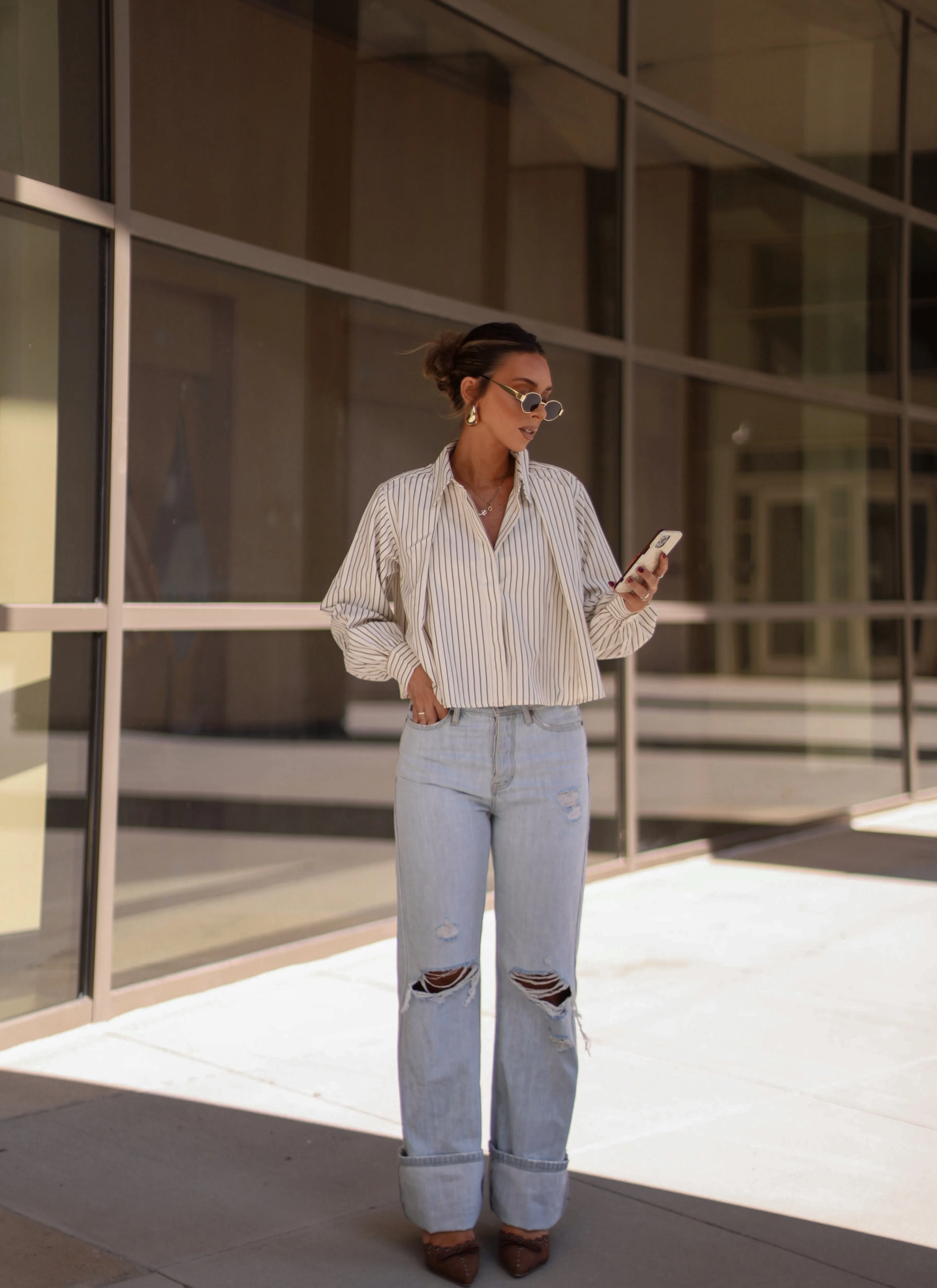 Pleated Striped Button Down sold by LANE 201 product image thumbnail 4