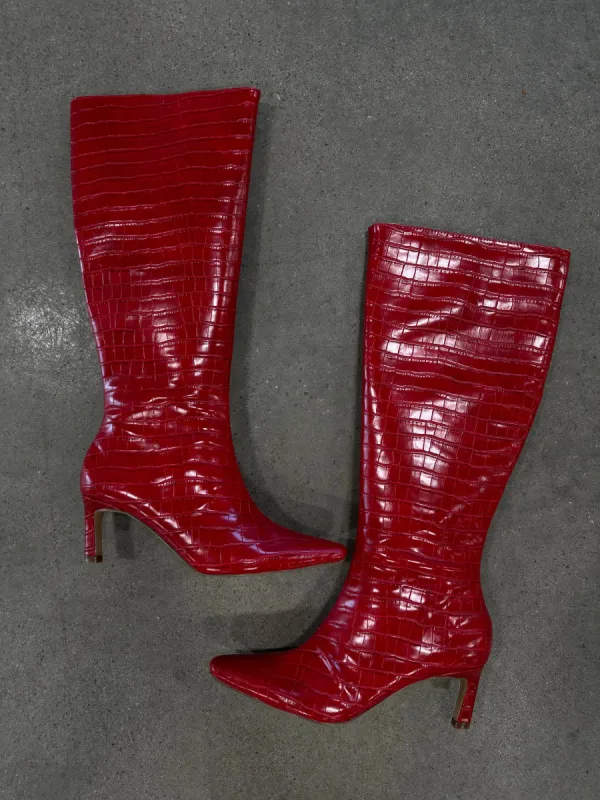 Matisse Red Croc Boot made by LANE 201