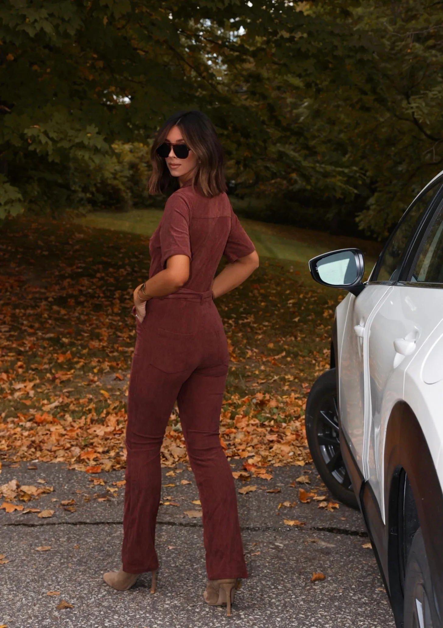 Dark Rust Corduroy Jumpsuit sold by LANE 201 product image thumbnail 3