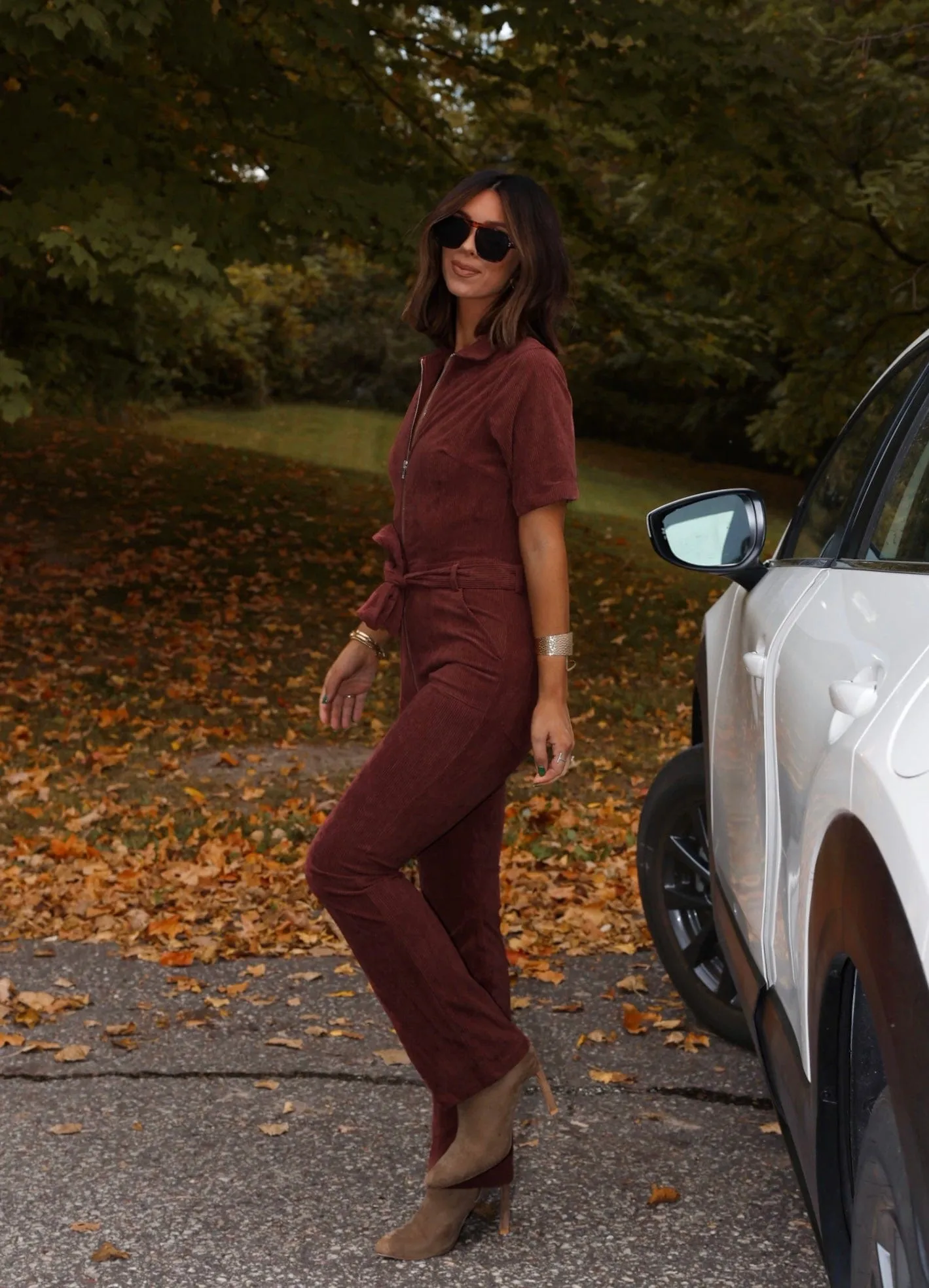 Dark Rust Corduroy Jumpsuit sold by LANE 201 product image thumbnail 4