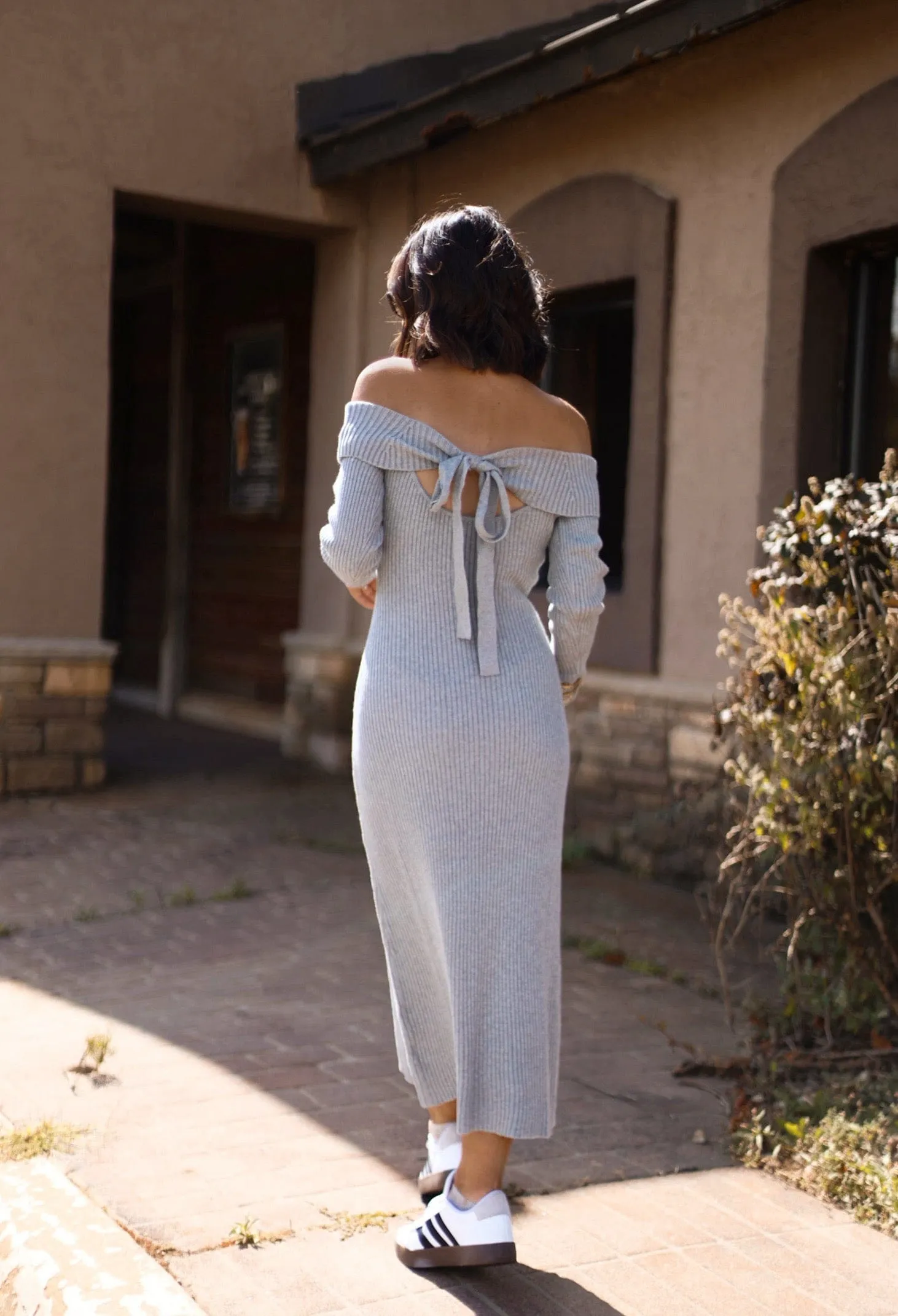 Grey Ribbed Sweater Midi Dress sold by LANE 201 product image thumbnail 2