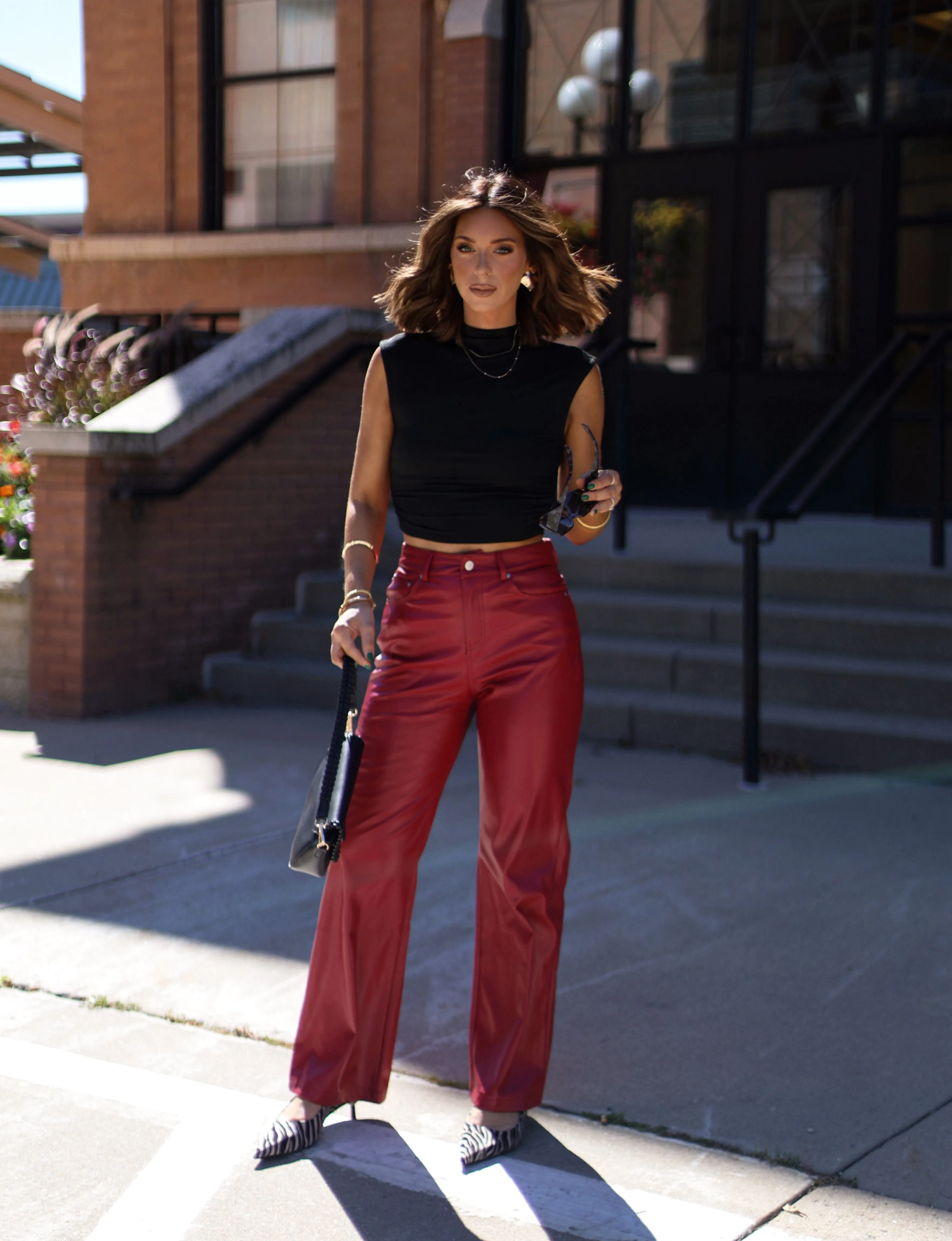 Red Faux Leather Pant sold by LANE 201 product image thumbnail 5
