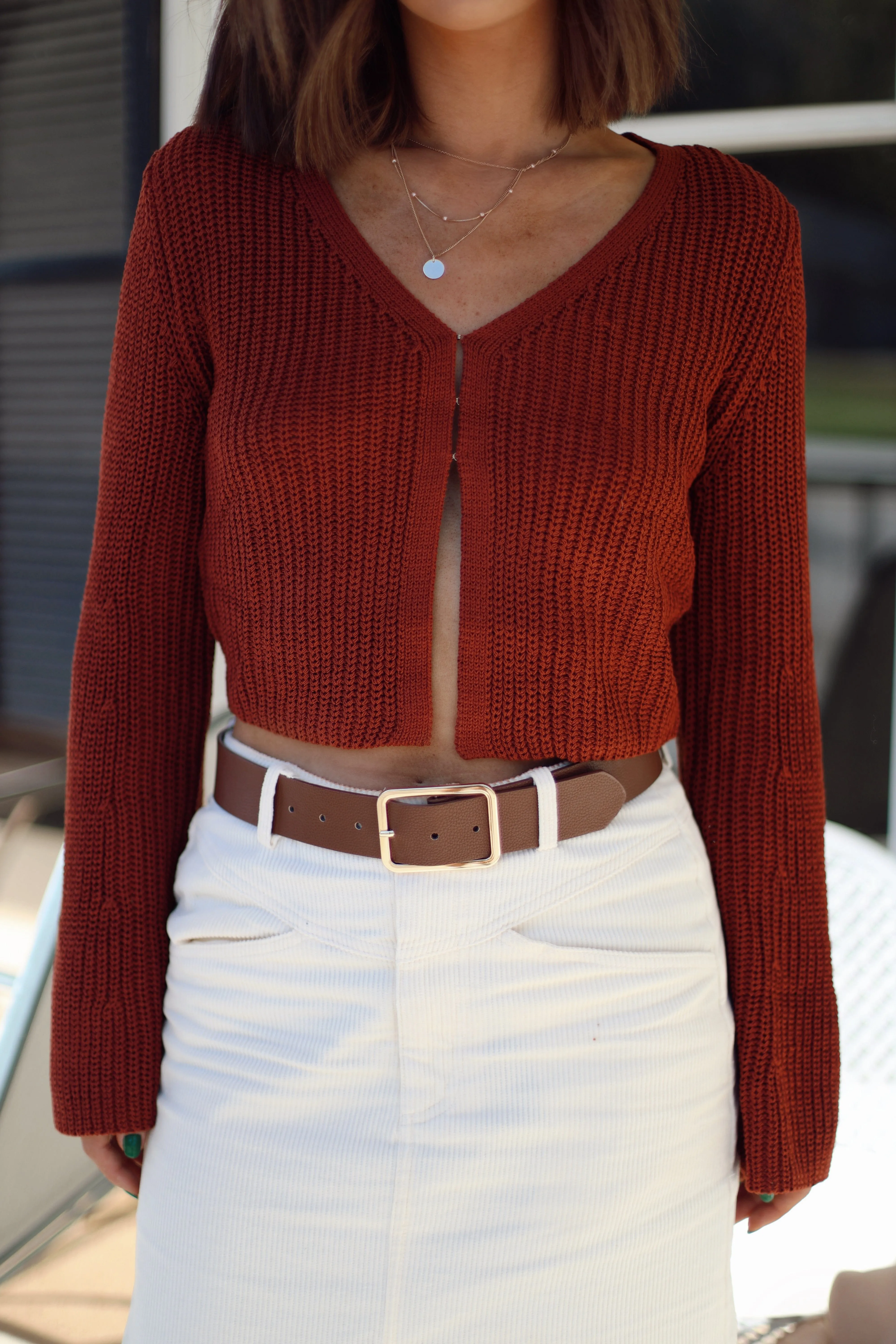 Rust Crochet Cardigan sold by LANE 201 product image thumbnail 2