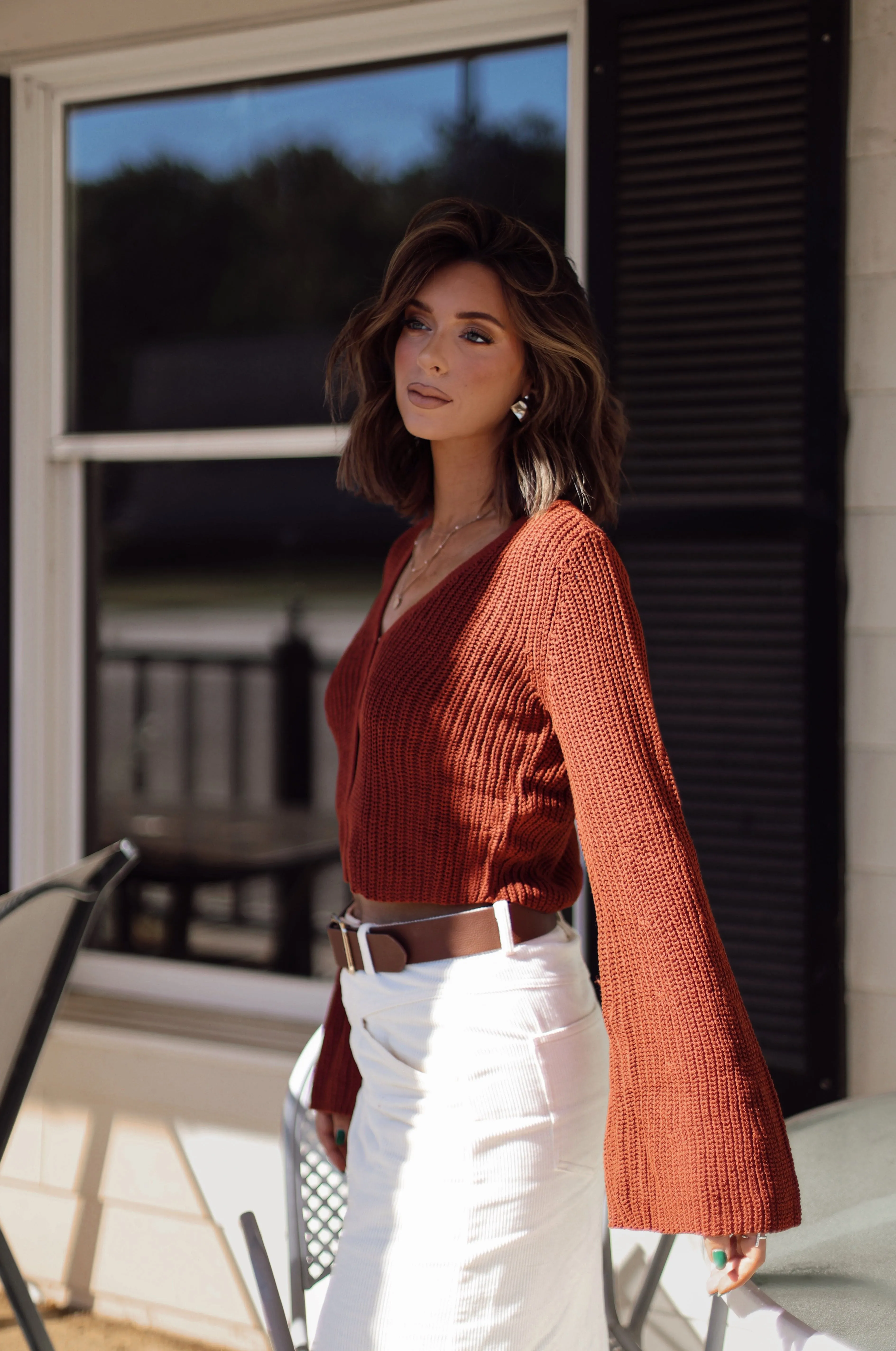 Rust Crochet Cardigan sold by LANE 201 product image thumbnail 4