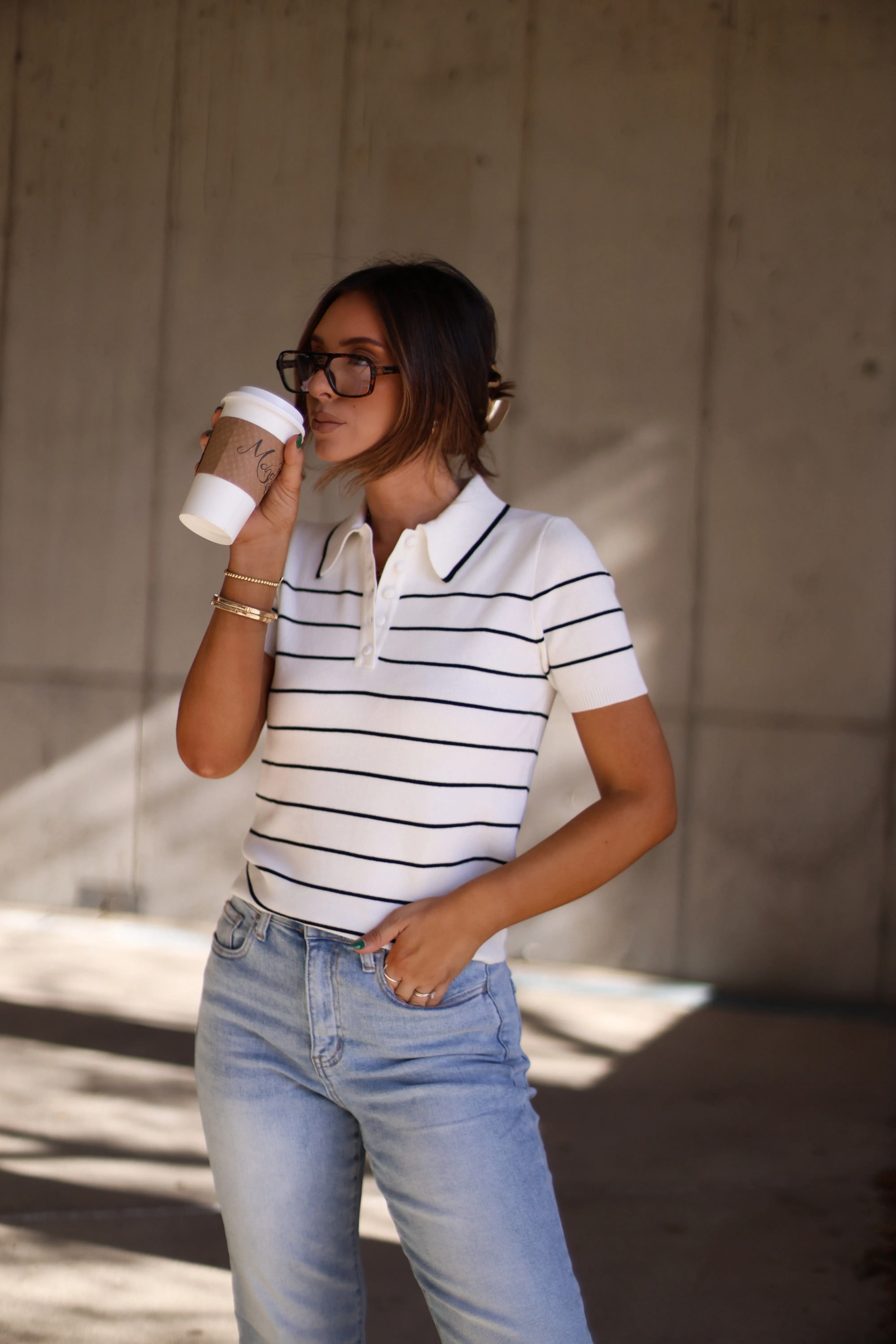 Striped Knit Polo sold by LANE 201 product image thumbnail 4