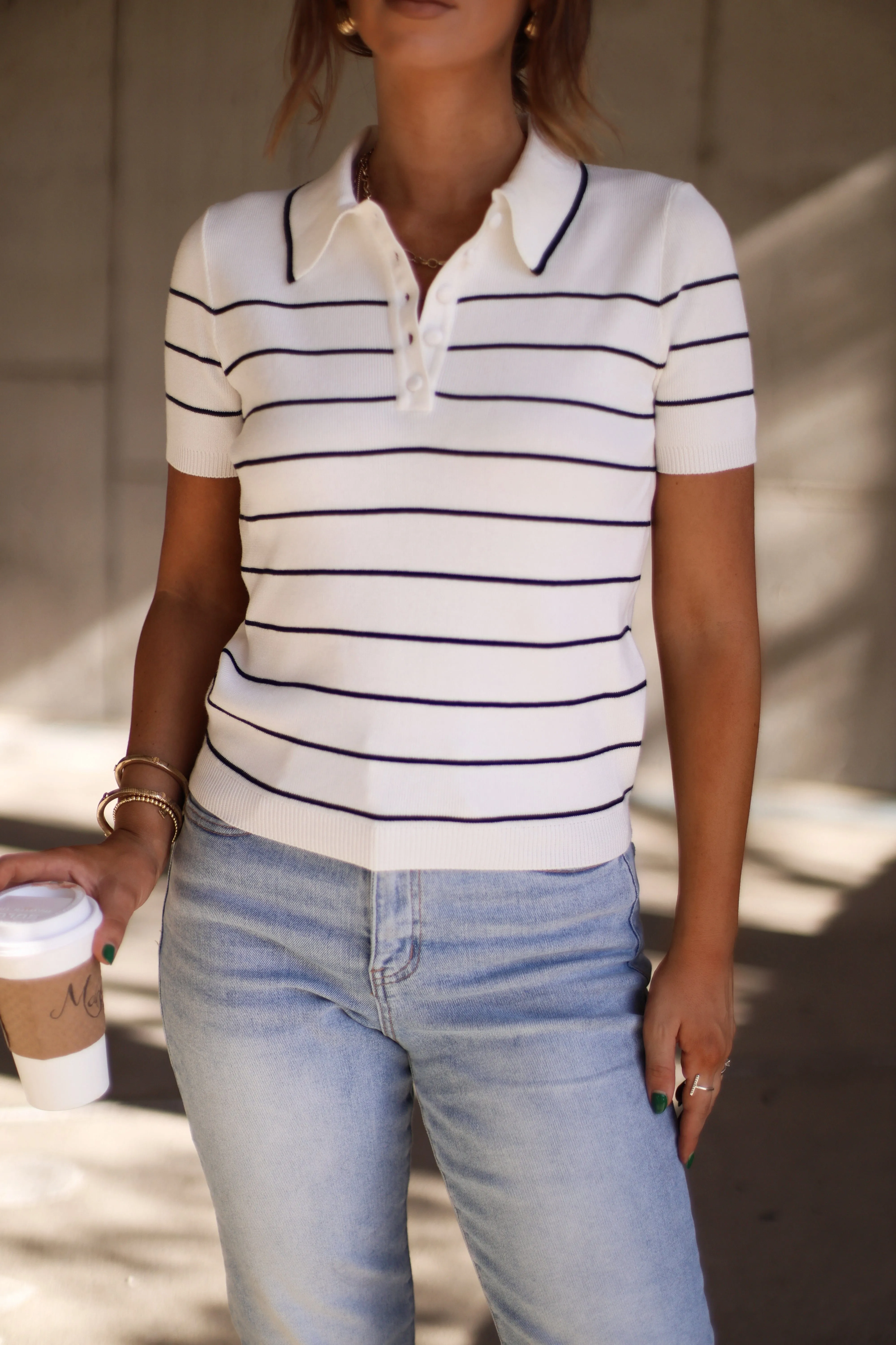 Striped Knit Polo sold by LANE 201 product image thumbnail 3