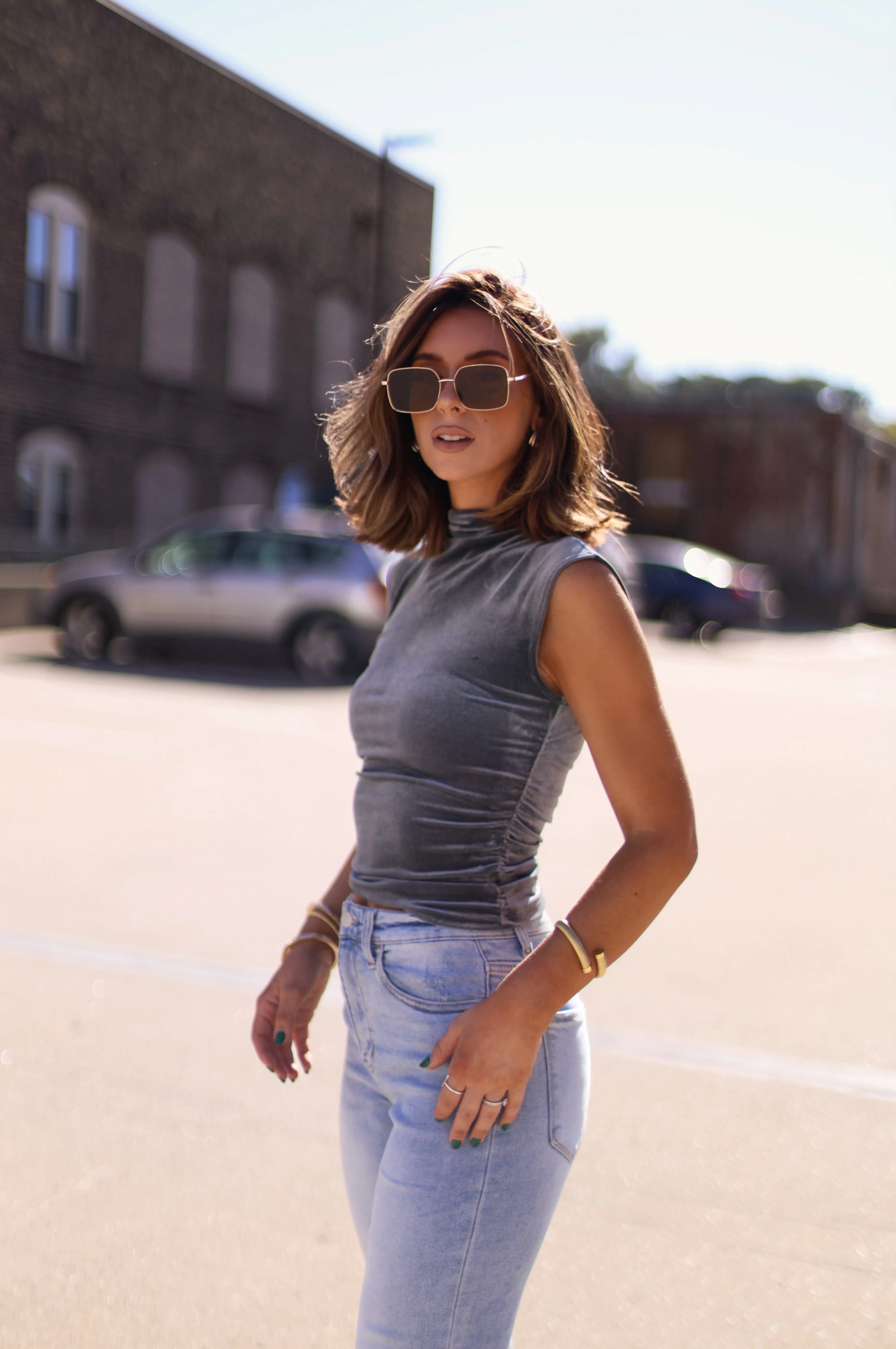 Velvet Mock Neck Top sold by LANE 201 product image thumbnail 4