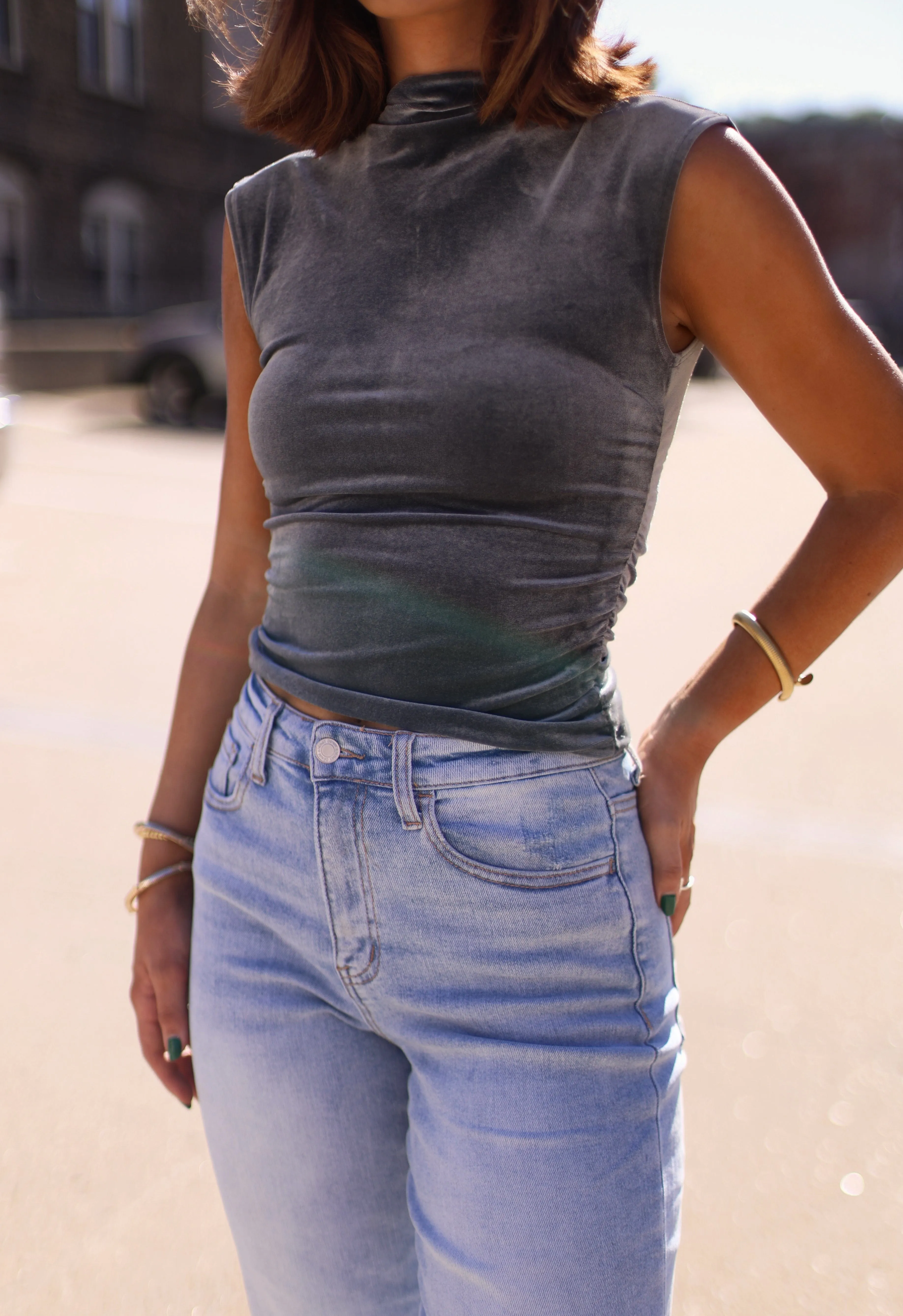 Velvet Mock Neck Top sold by LANE 201 product image thumbnail 2