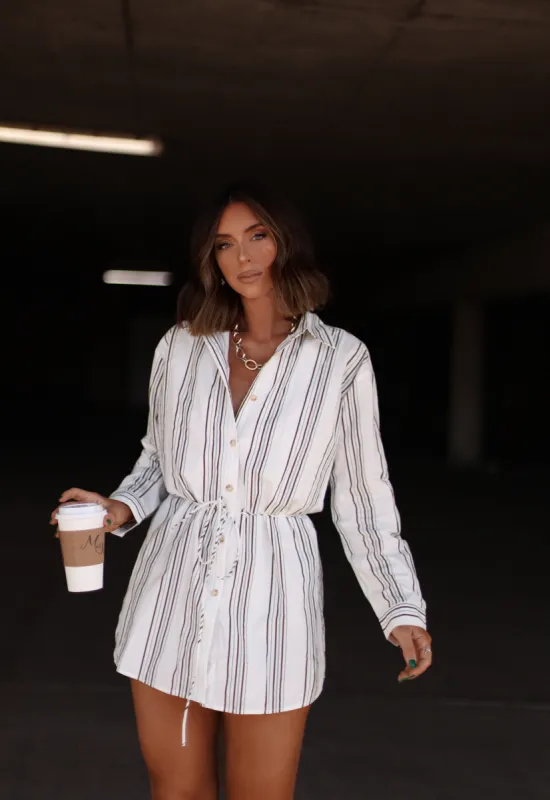 Striped Shirt Romper sold by LANE 201