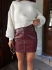 Burgundy Leather Mini Skirt sold by LANE 201