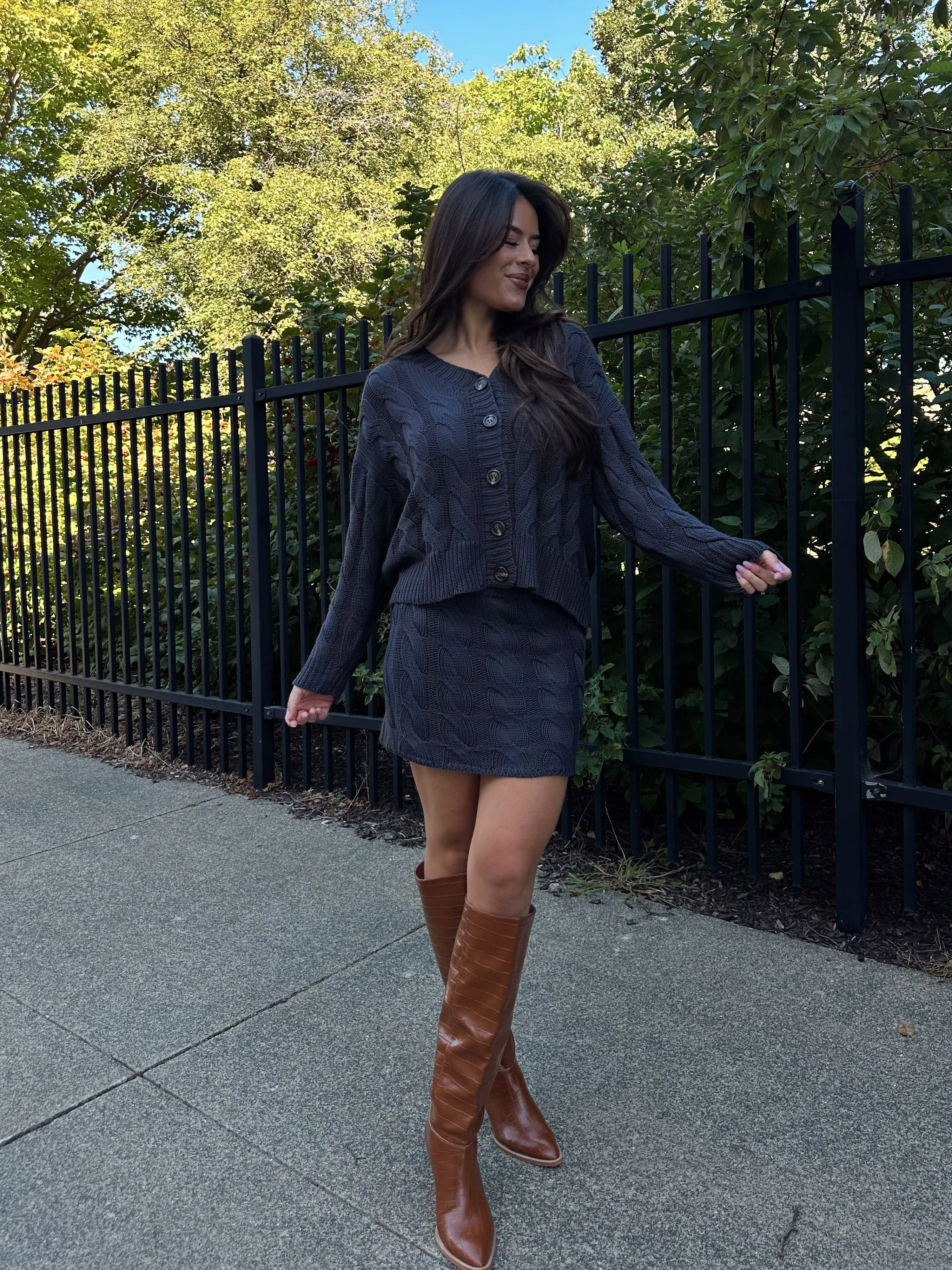 Cable Knit Charm Cardigan sold by LANE 201