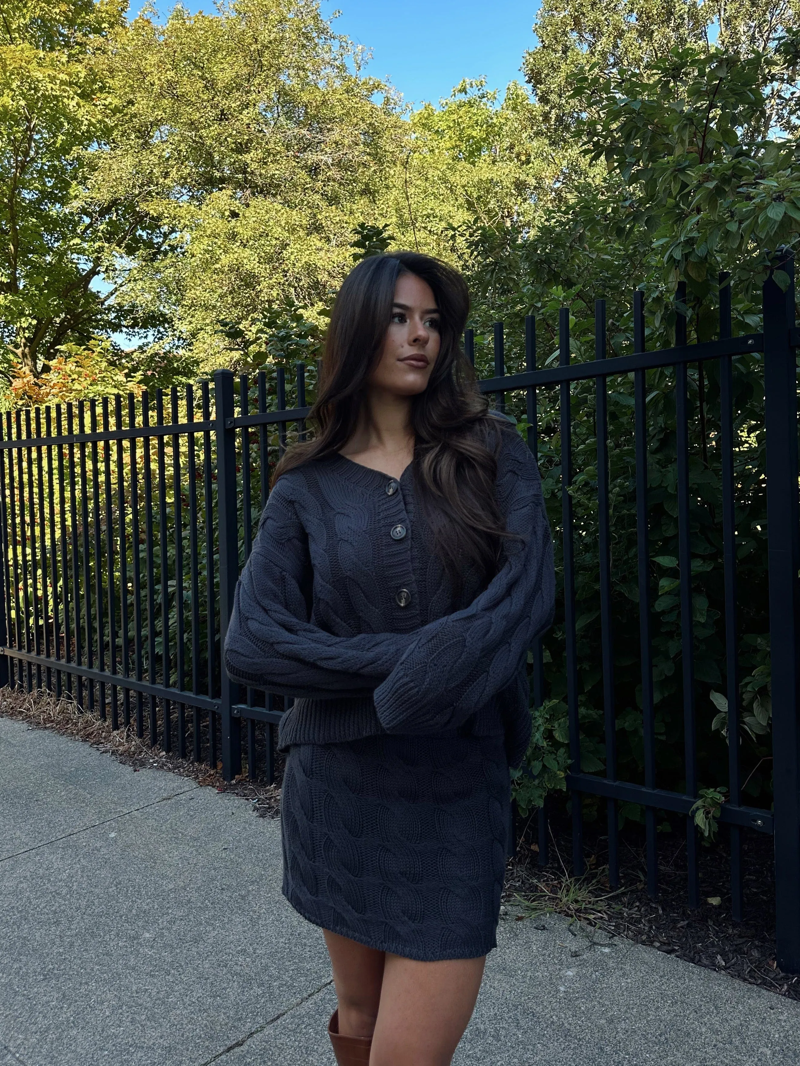 Cable Knit Charm Cardigan sold by LANE 201 product image thumbnail 4