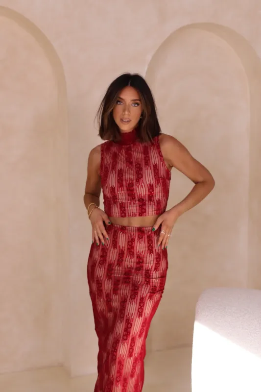 Cherry Lace Top sold by LANE 201