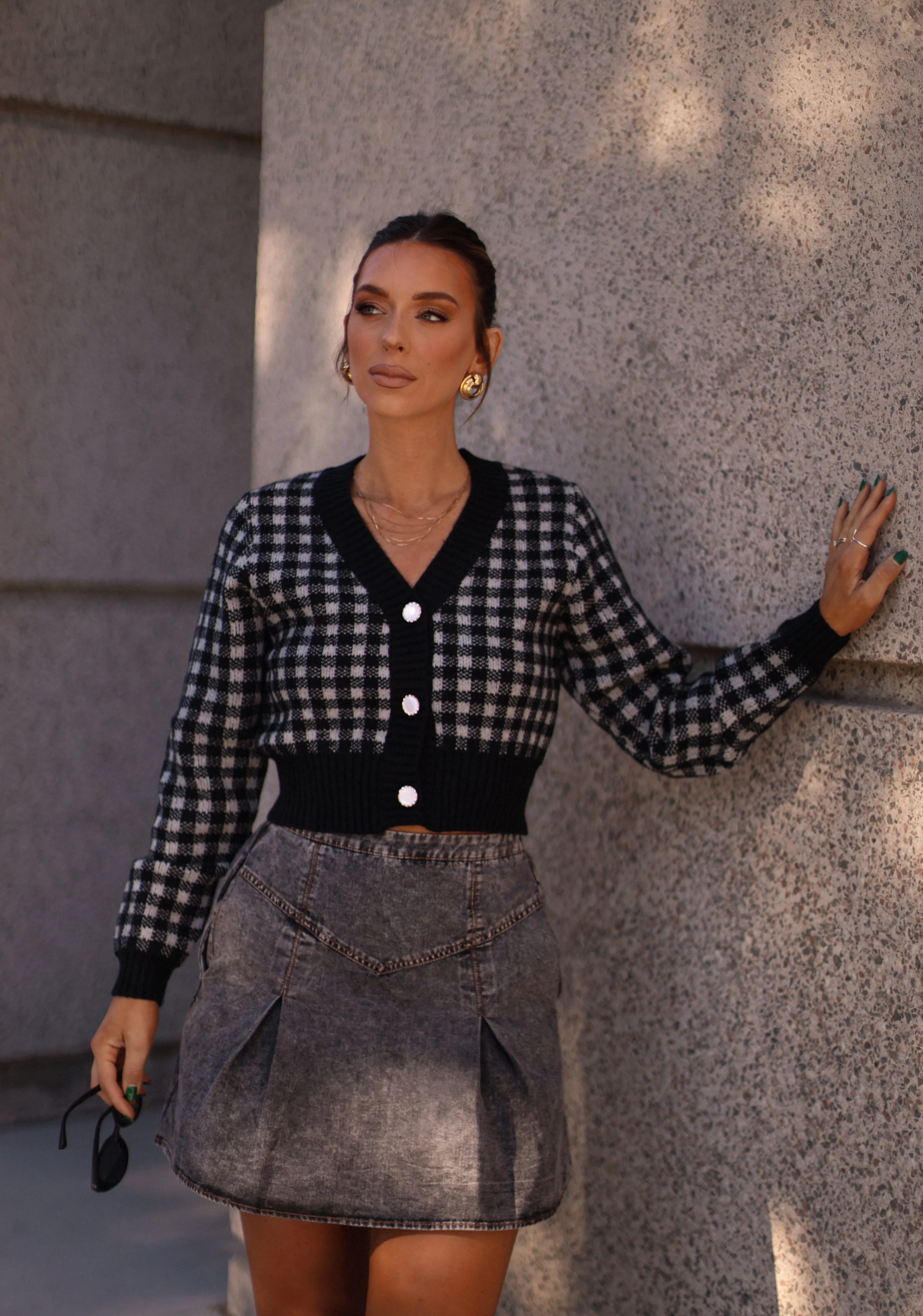 Fashionable Plaid Cardigan sold by LANE 201